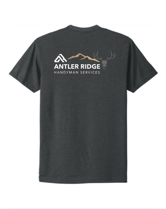 Charcoal T-Shirt | Antler Ridge Logo back center