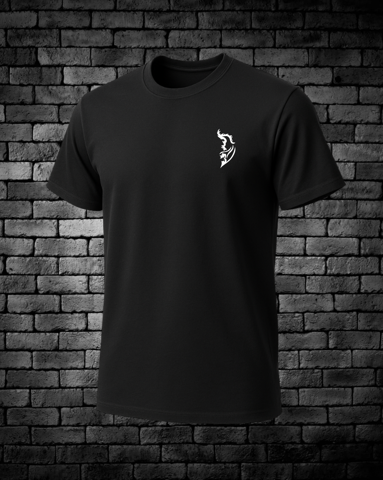 White Angel Wing logo on front left chest