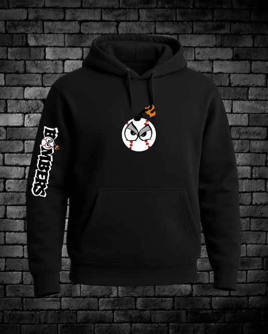 Bomb Graphic Front Center - Bomber down right sleeve