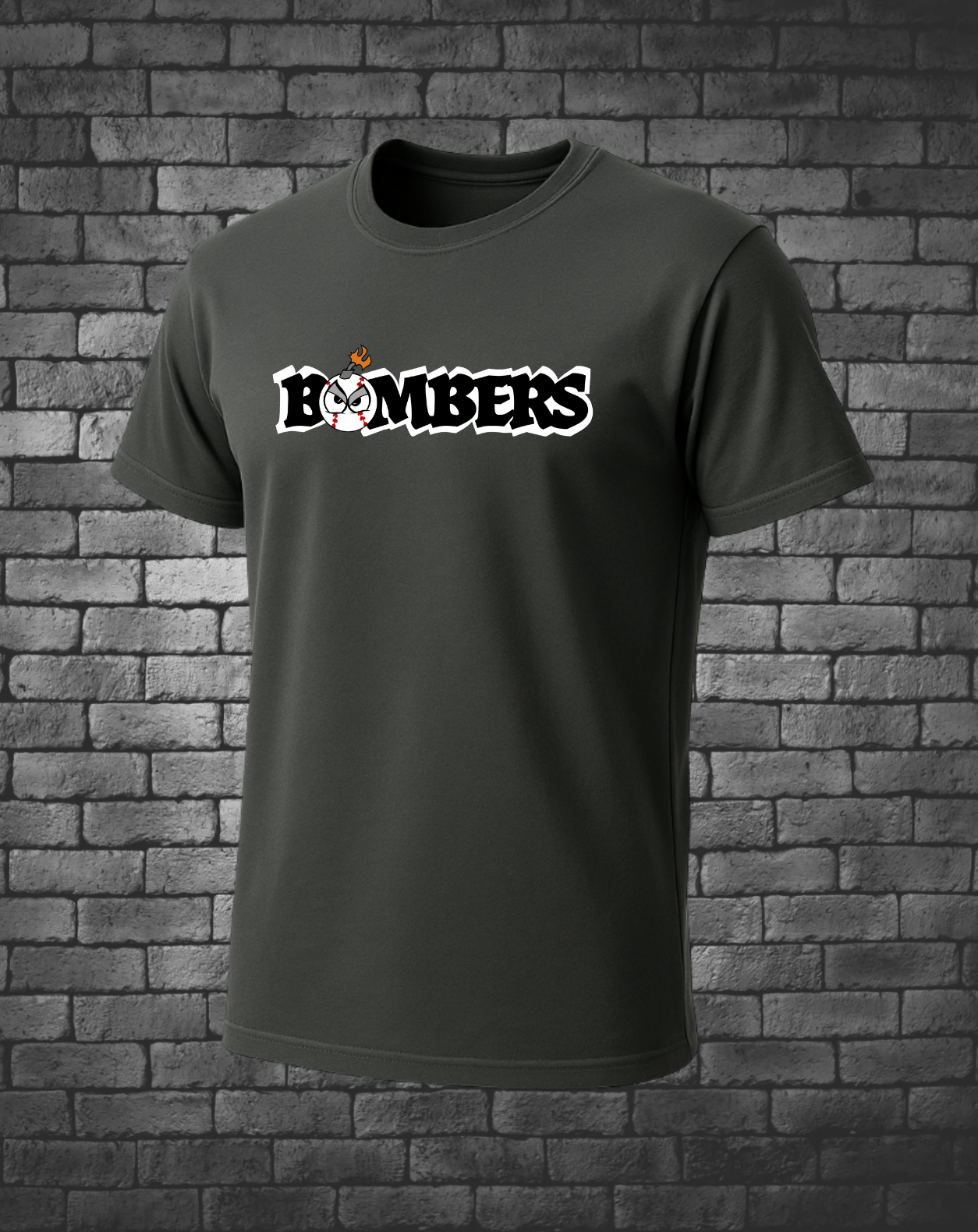 Bomber logo across front chest