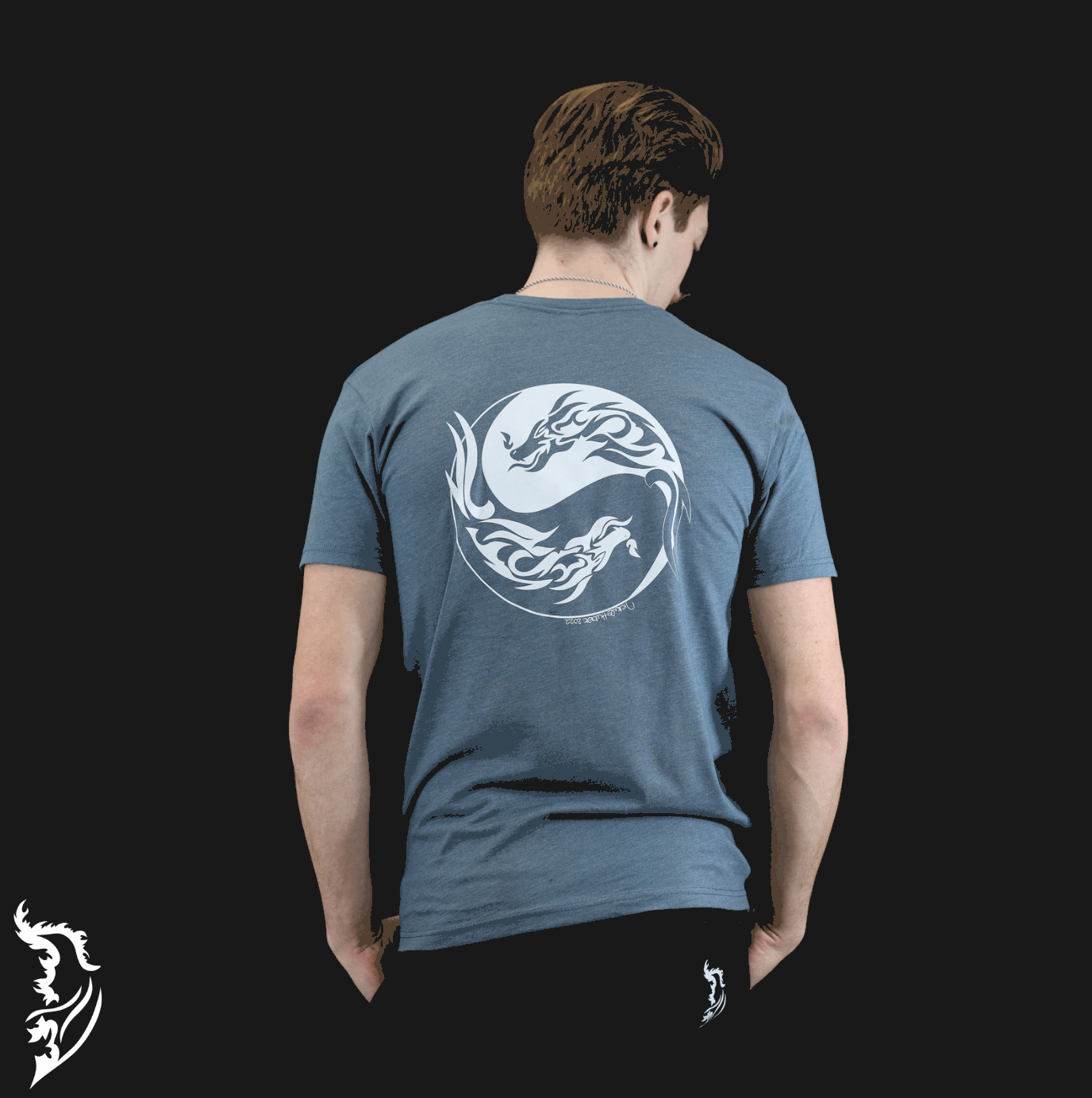 White Hand-drawn Dragons within Yin & YangThe Dragon - Yin and Yang Men's T-Shirt