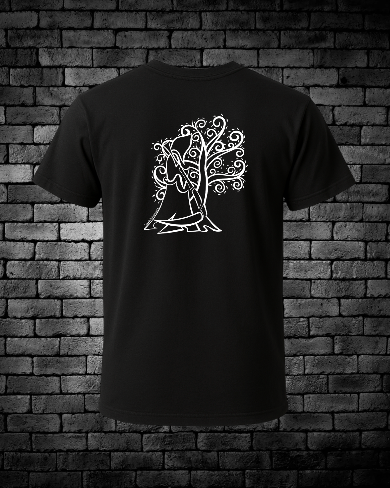 White Hand-Drawn Grim Reaper with Tree of Life