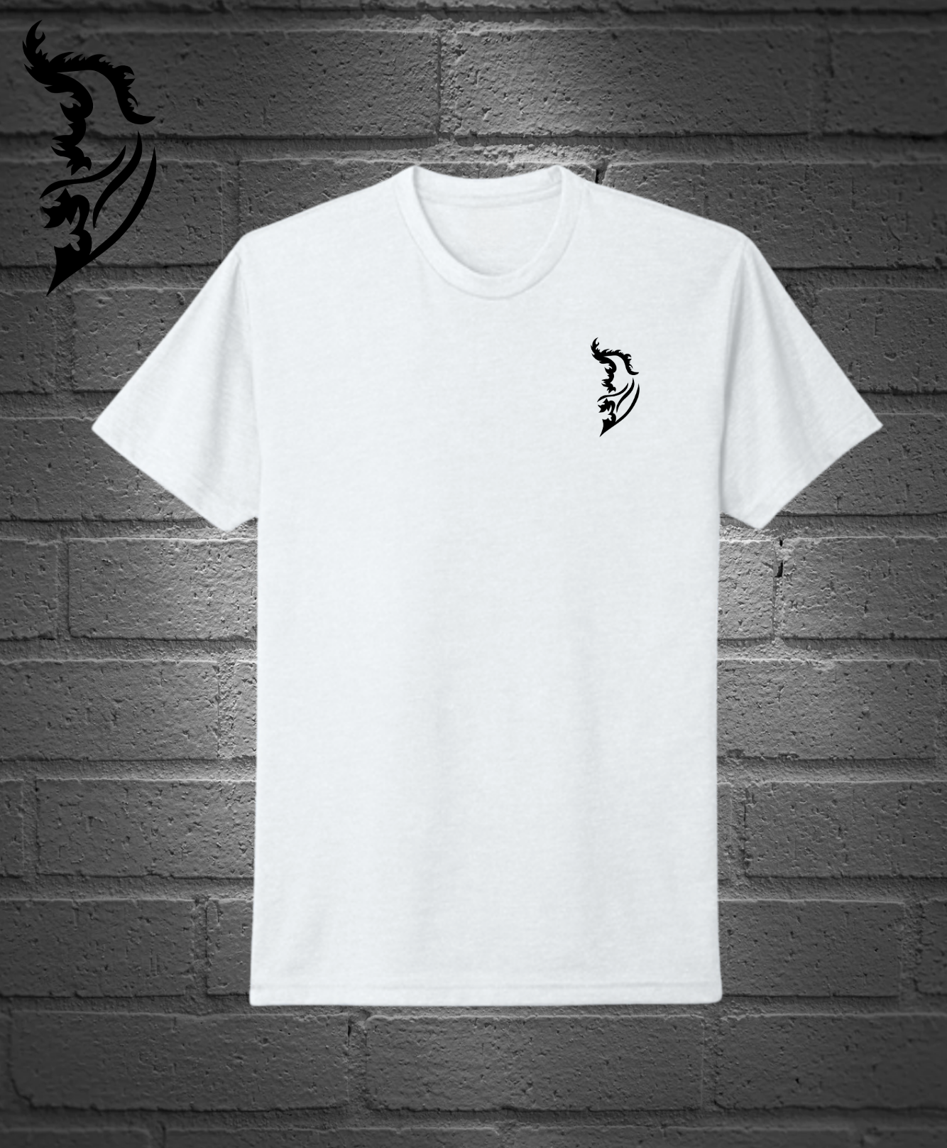White Men's T-Shirt with black logo on left chest