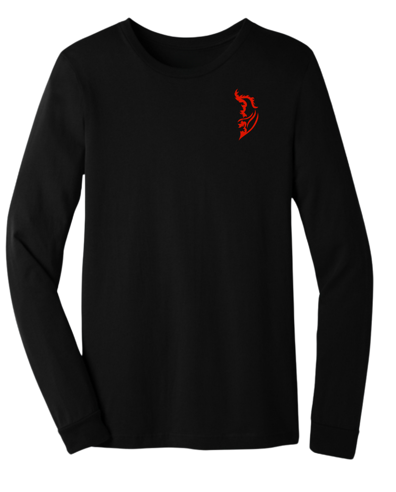Red Angel wing logo on front left chest