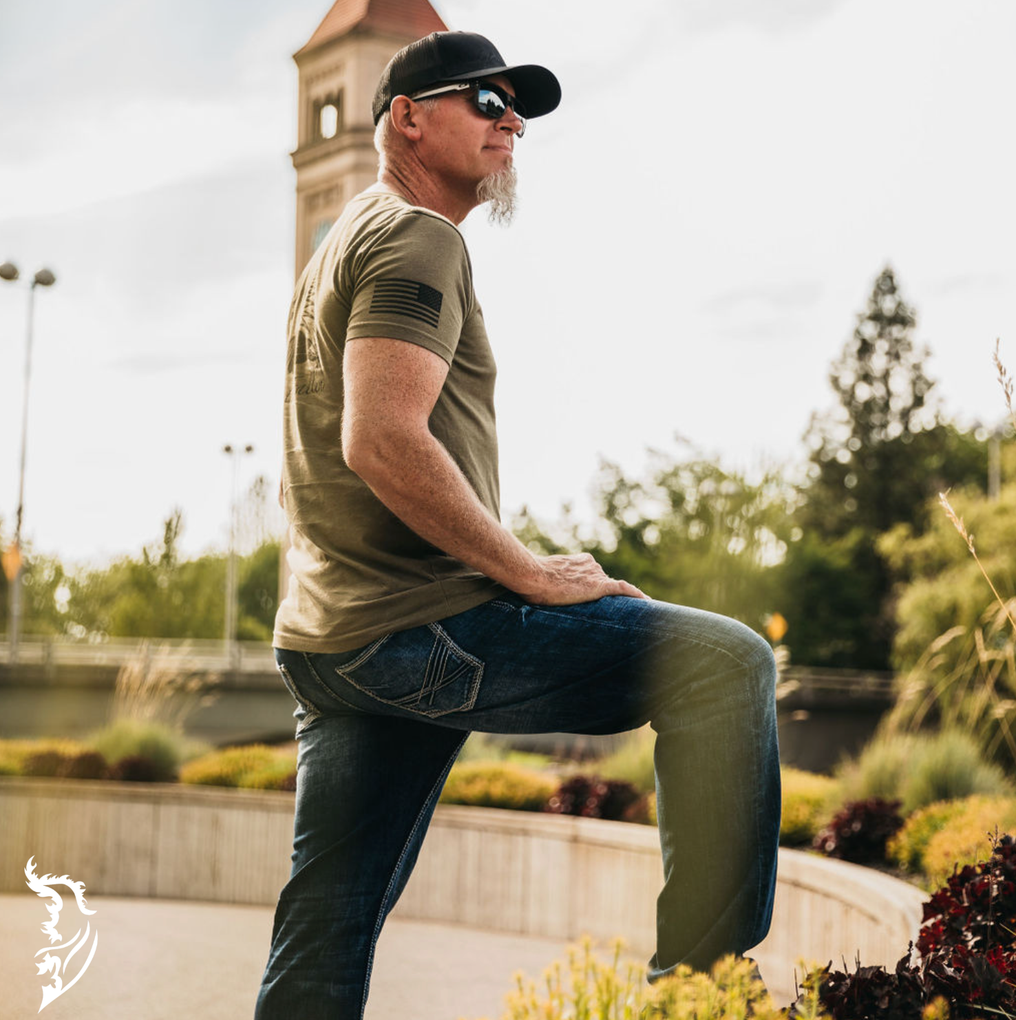 Black American flag on right shoulder