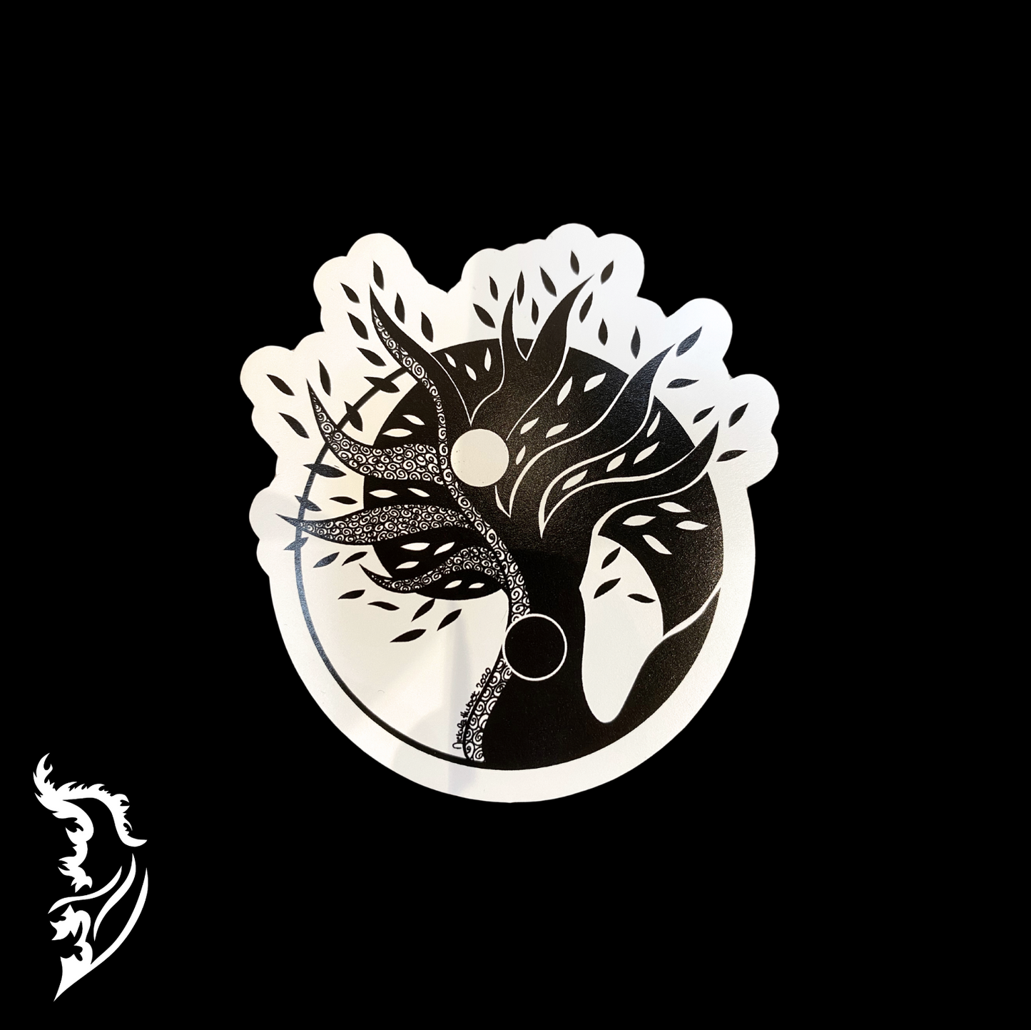 Yin and Yang tree of life hand drawn aesthetic stickers