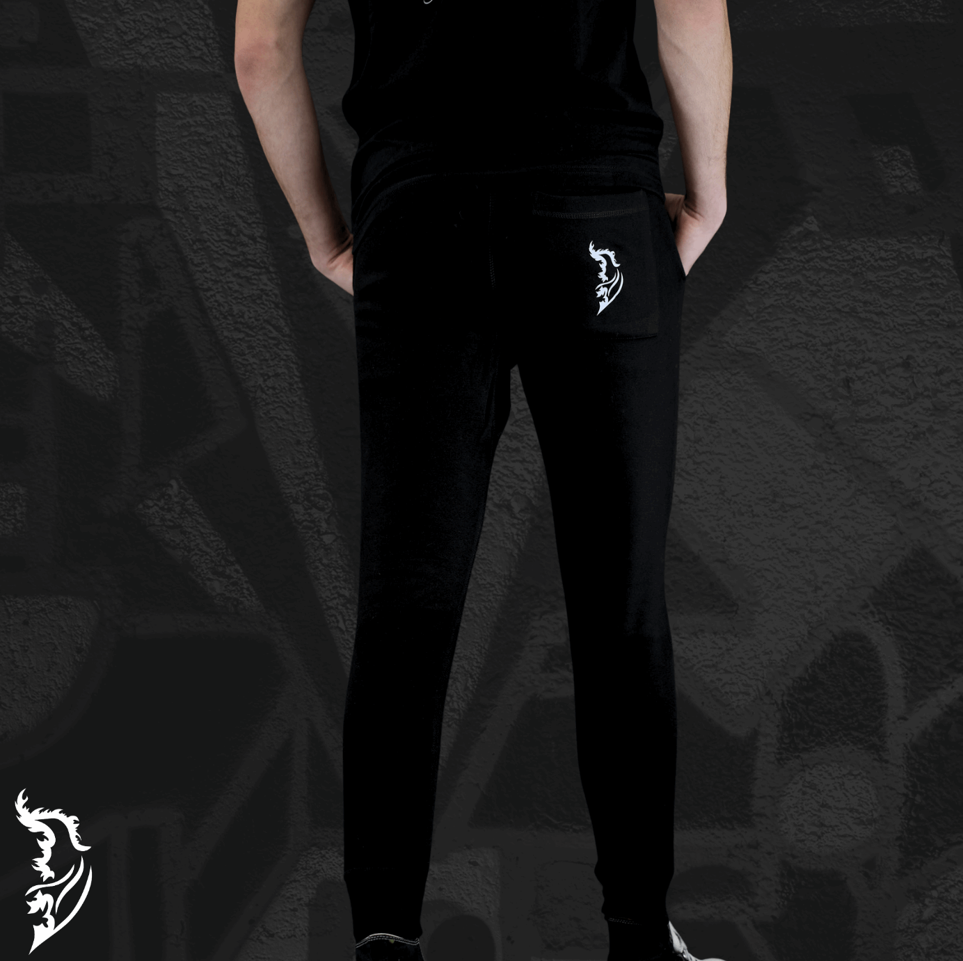 White Angel Wing logo on back pocket