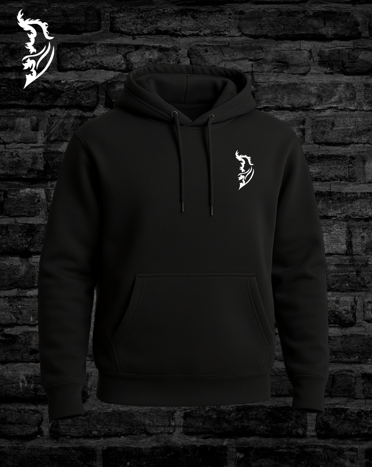 White Angel Wing logo on front left chest