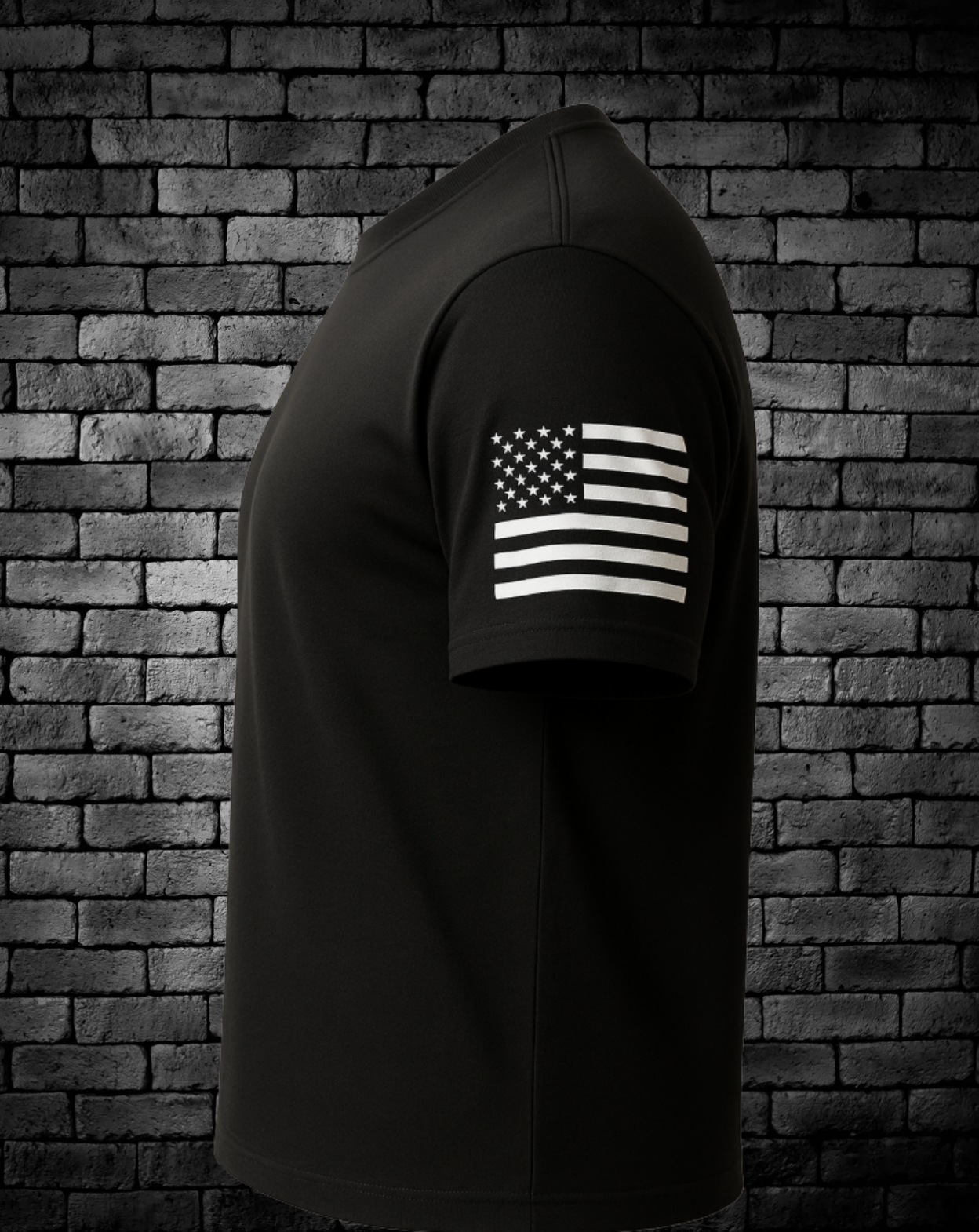 White American Flag on Right Sleeve