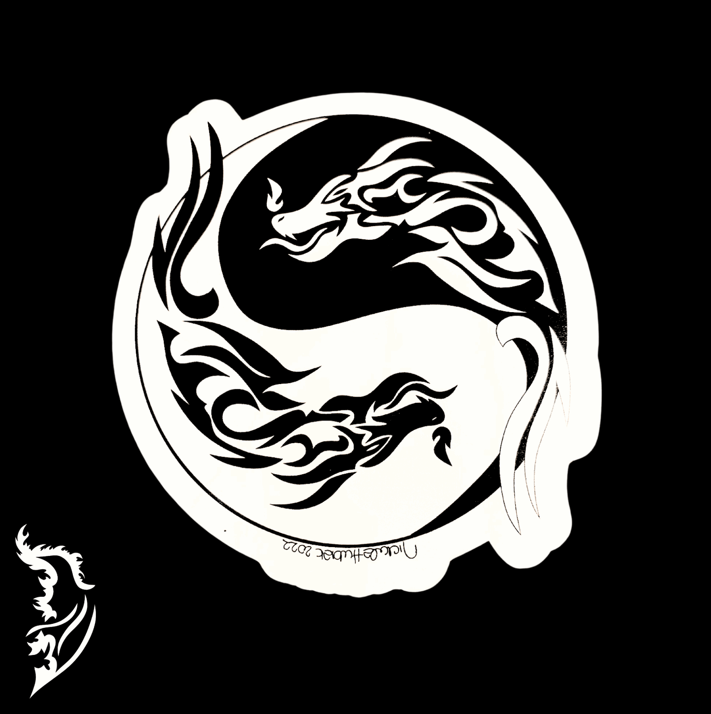 Dragon Yin & Yang Hand - drawn Vinyl Sticker