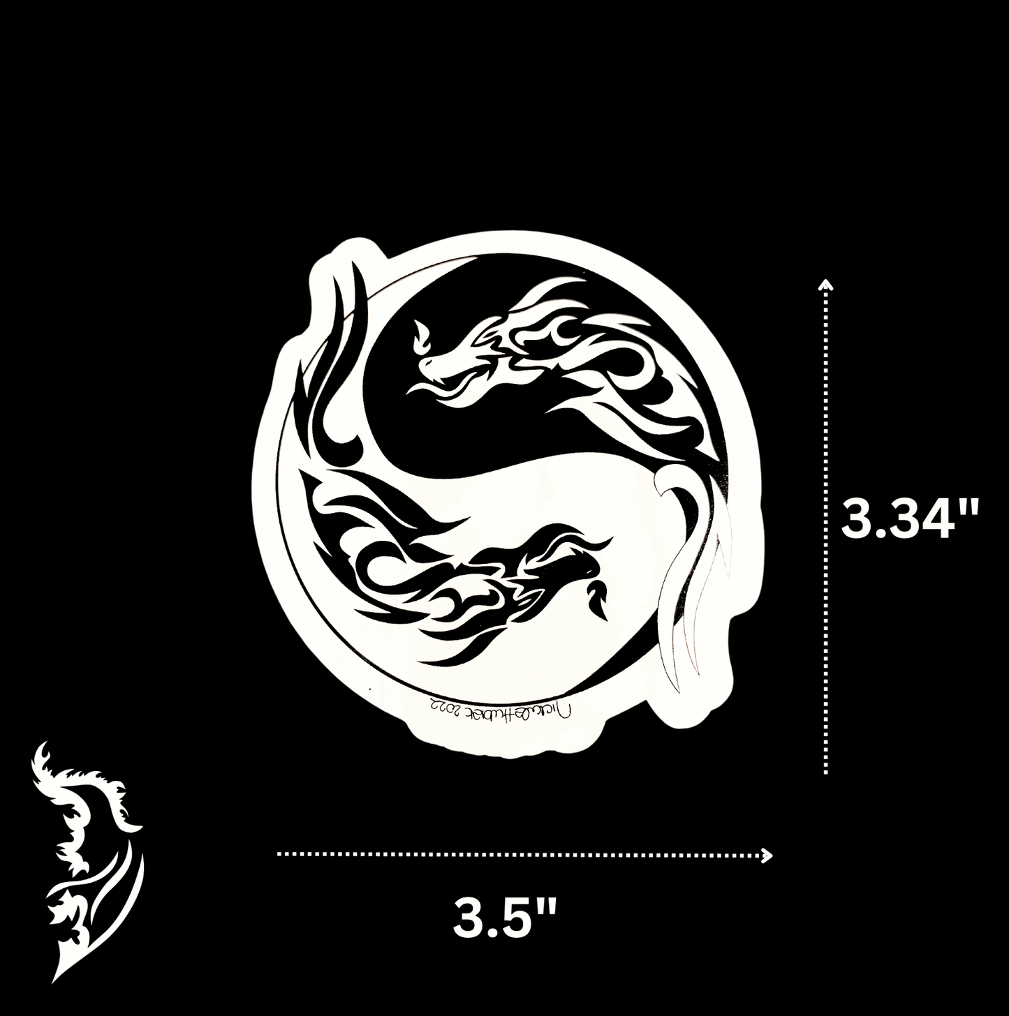 Dragon Yin & Yang Hand - drawn Vinyl Sticker
