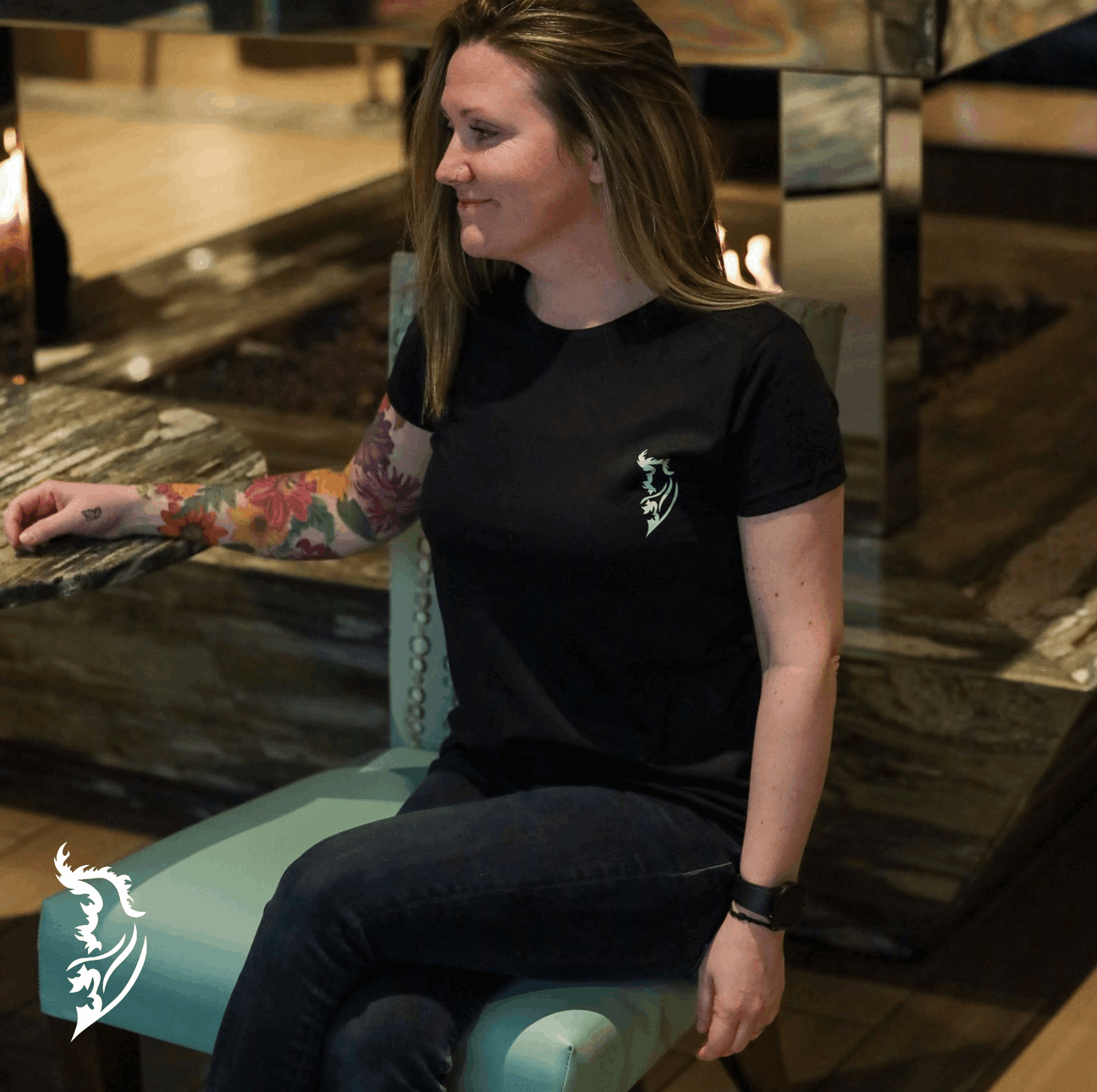Fire Flower Hand - drawn Ladies T-Shirt