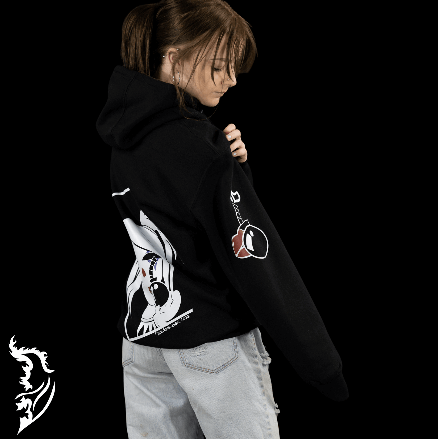 Lady Joker Hand - drawn Fleece Lined Hoodie