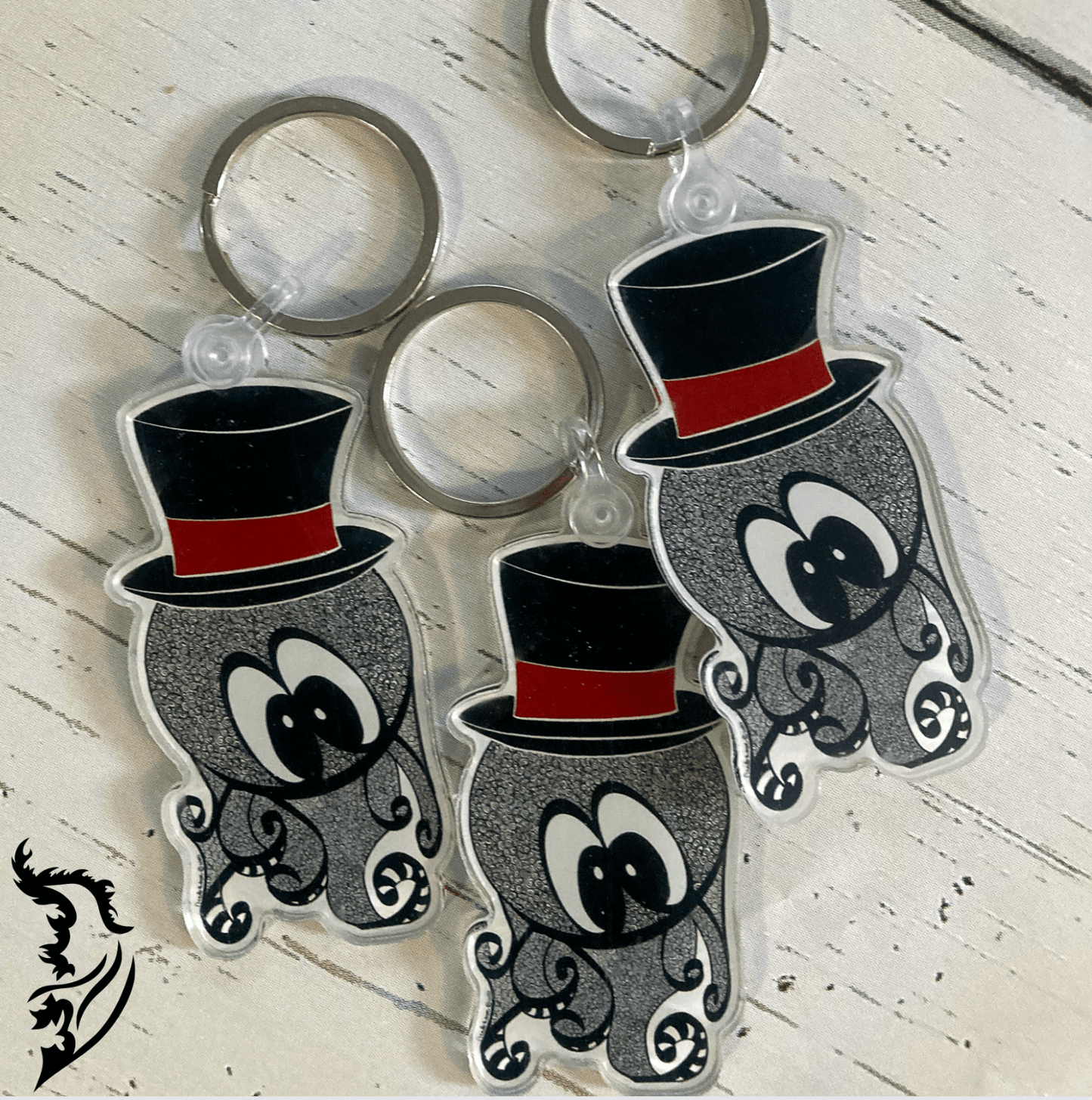 Octopus with Top Hat Hand - drawn Key Chain