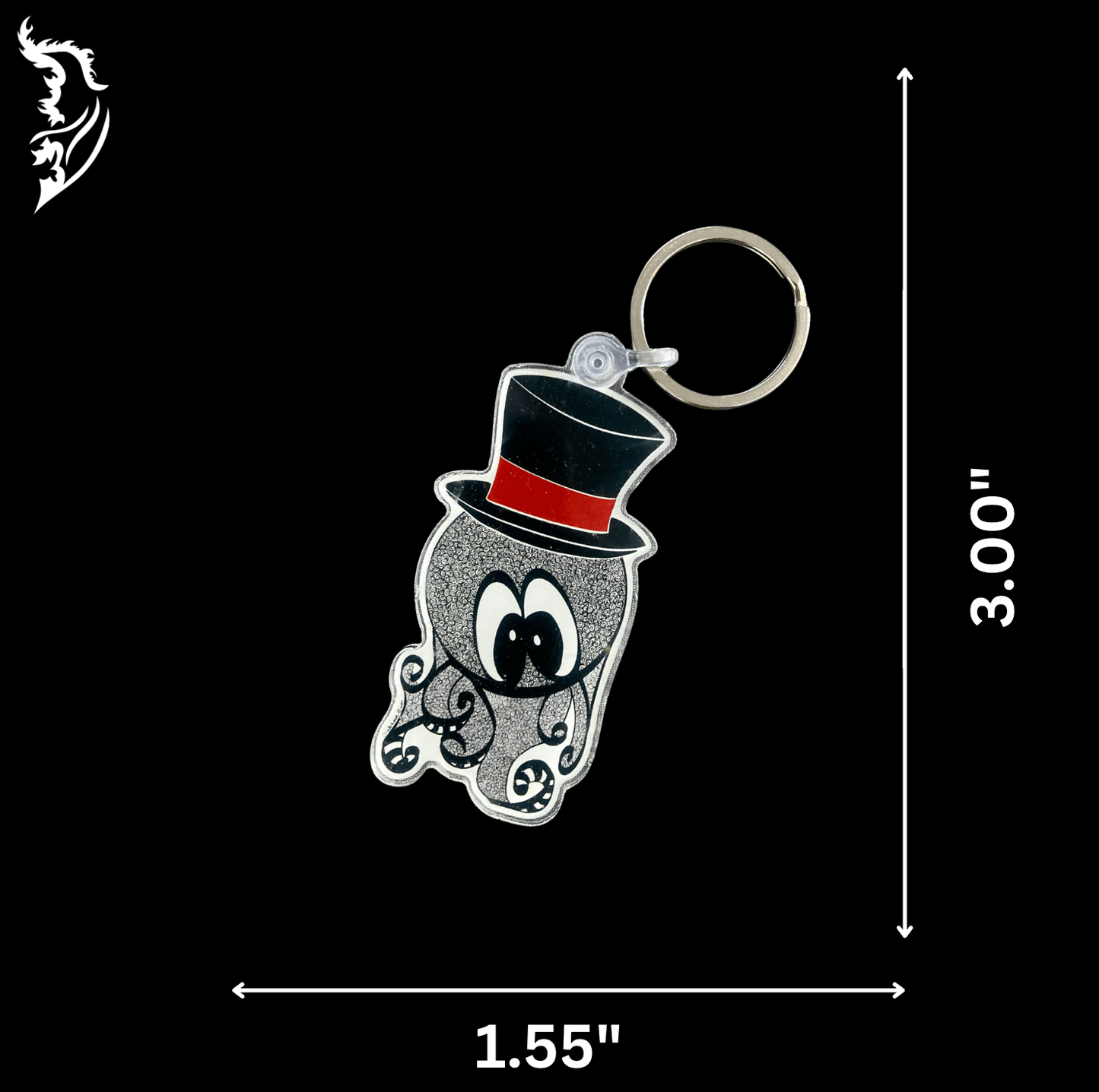 Octopus with Top Hat Hand - drawn Key Chain