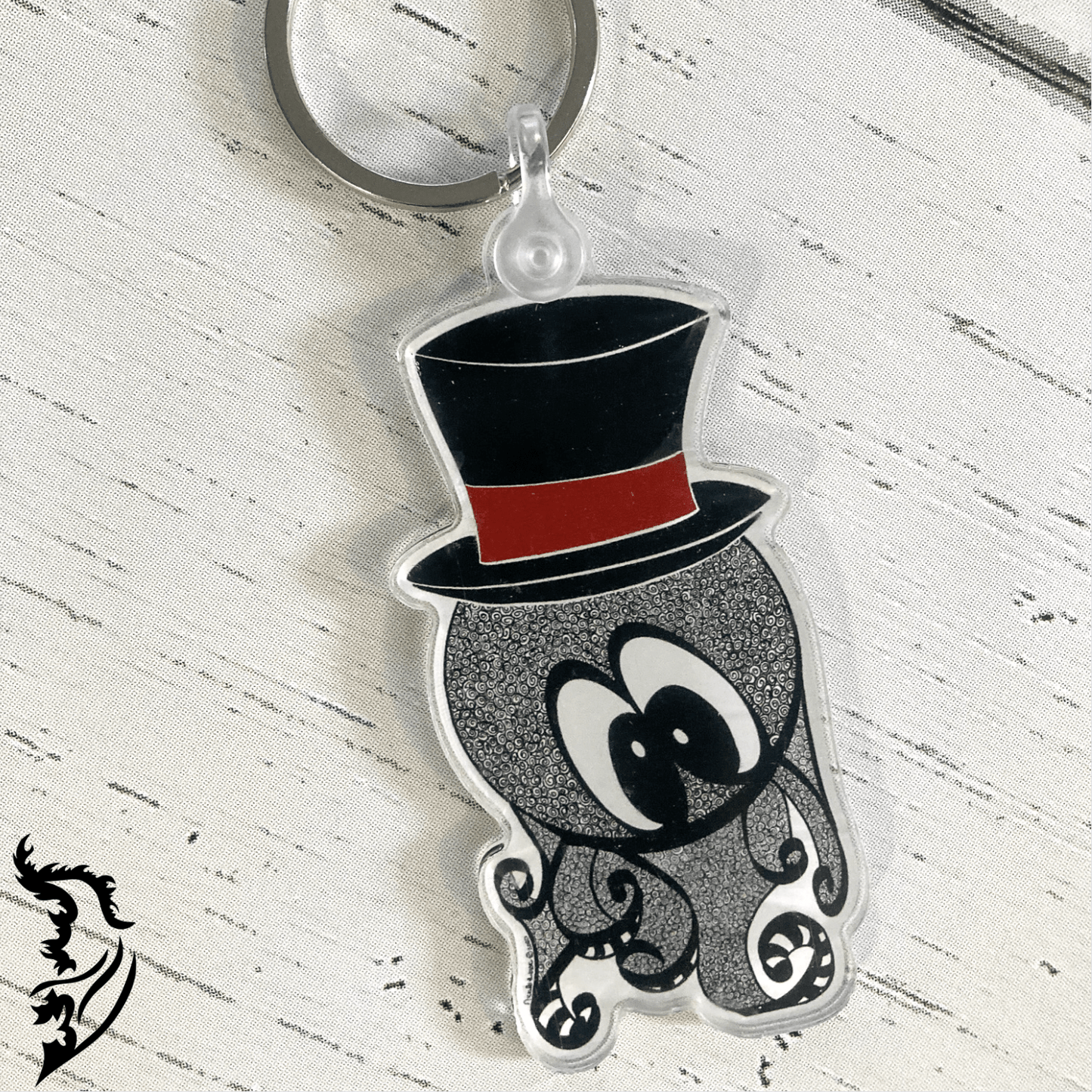 Octopus with Top Hat Hand - drawn Key Chain