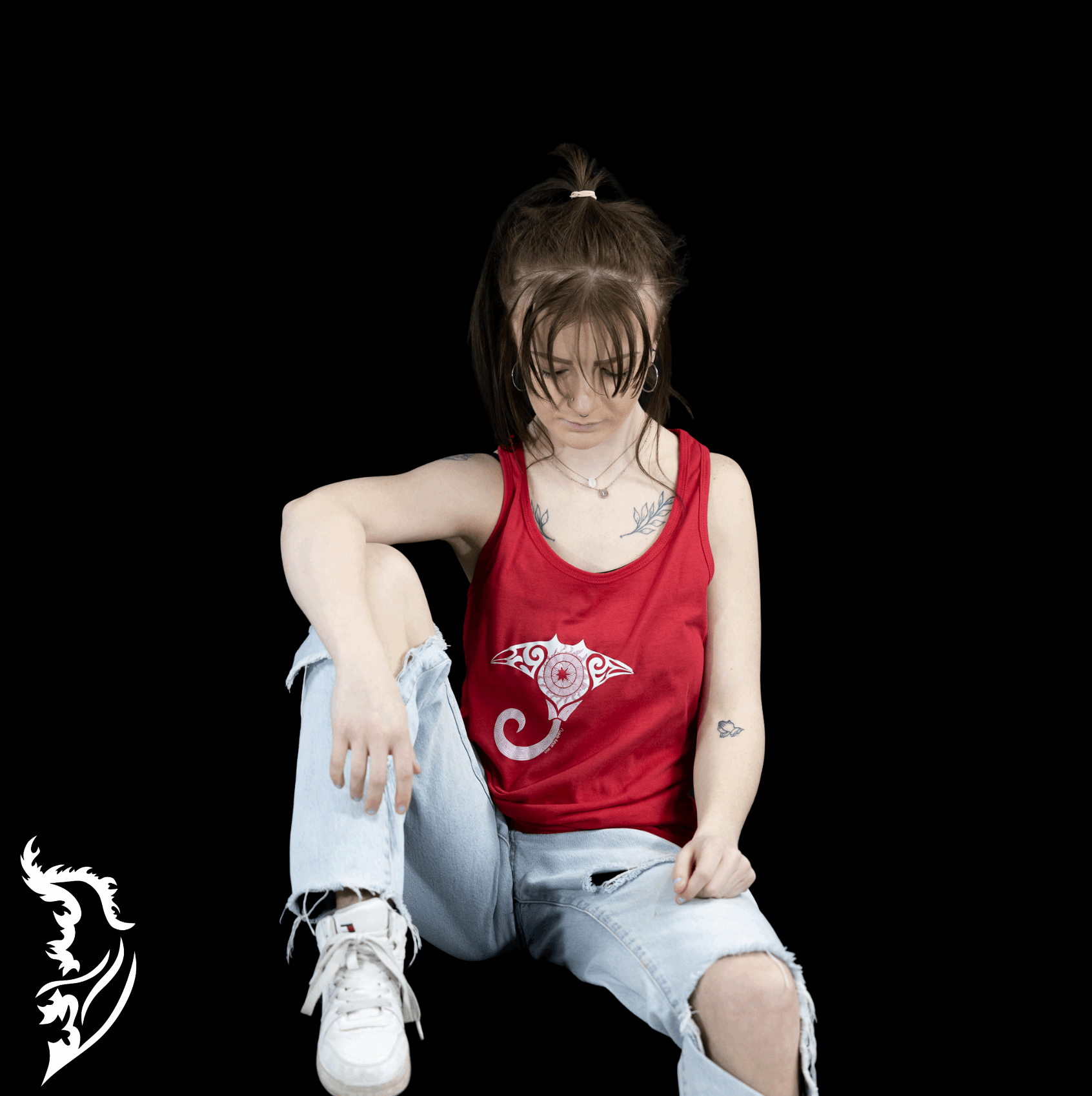 Relaxed Fit Manta Ray Racer Back Tank Top