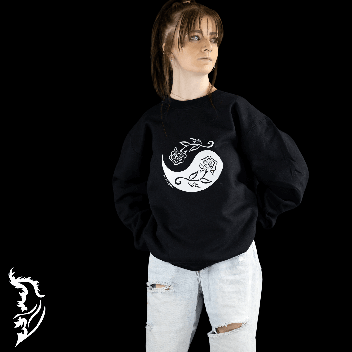 Rose | Yin and Yang Hand - drawn Sweatshirt