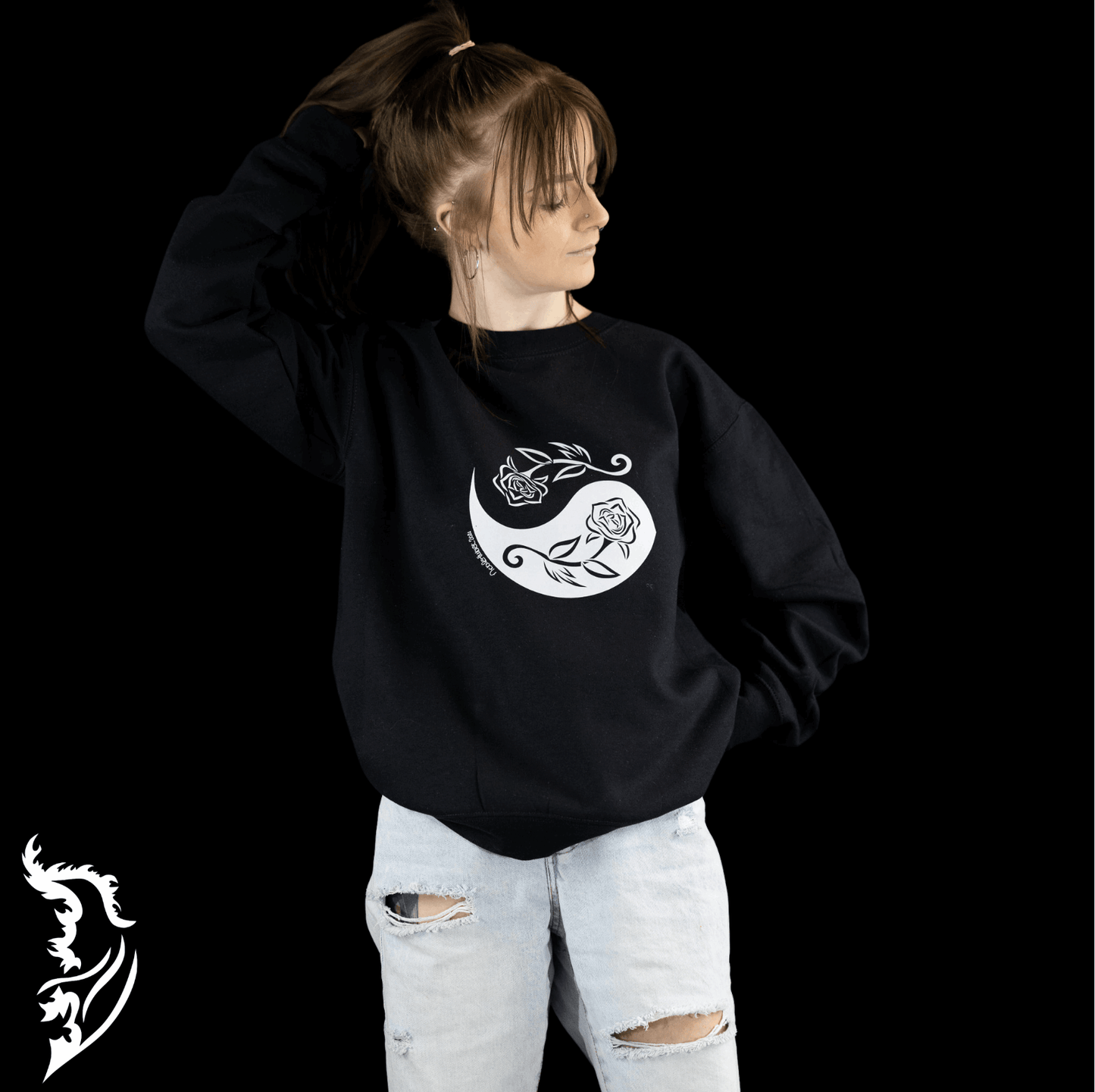 Rose | Yin and Yang Hand - drawn Sweatshirt