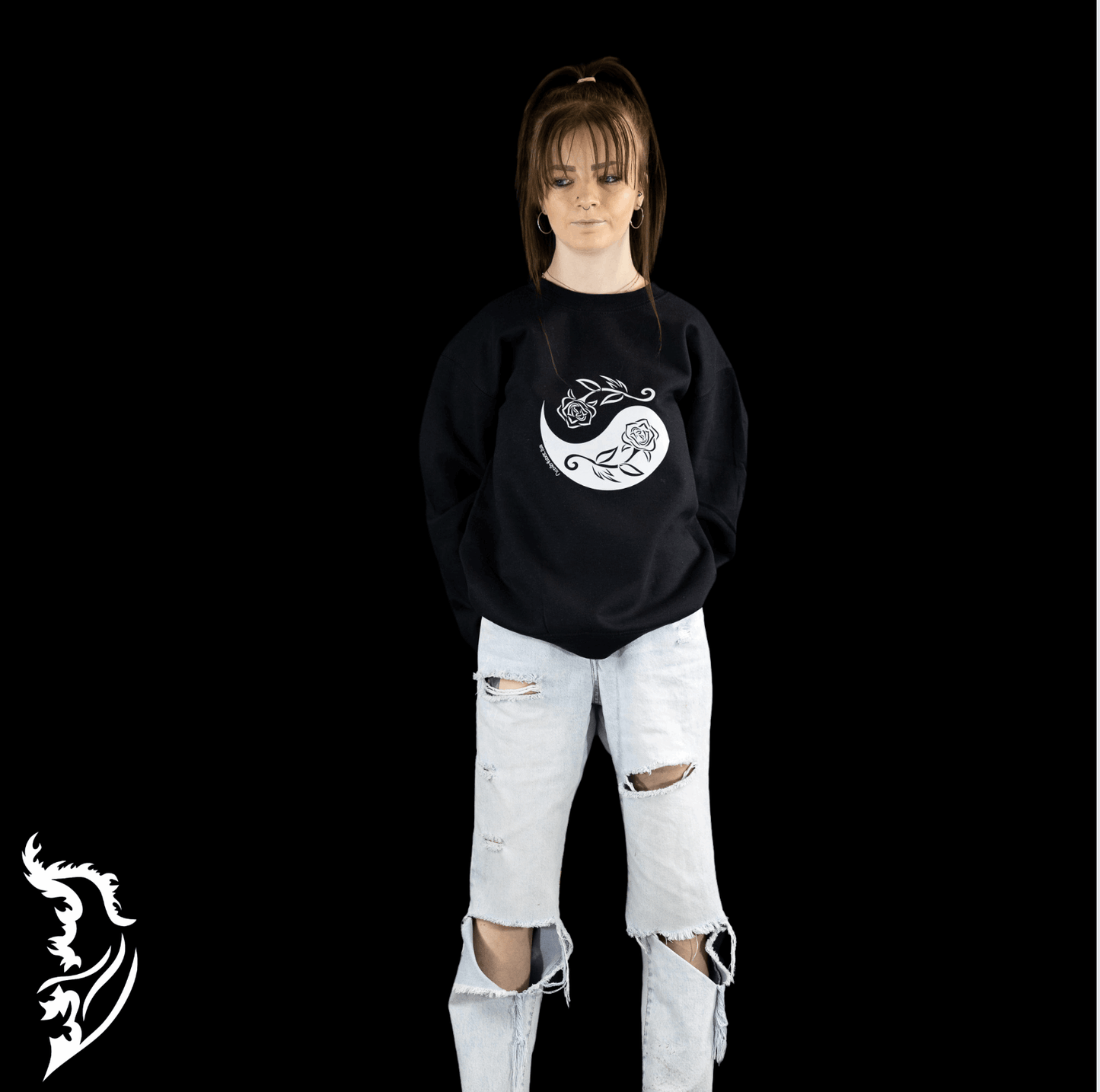 Rose | Yin and Yang Hand - drawn Sweatshirt