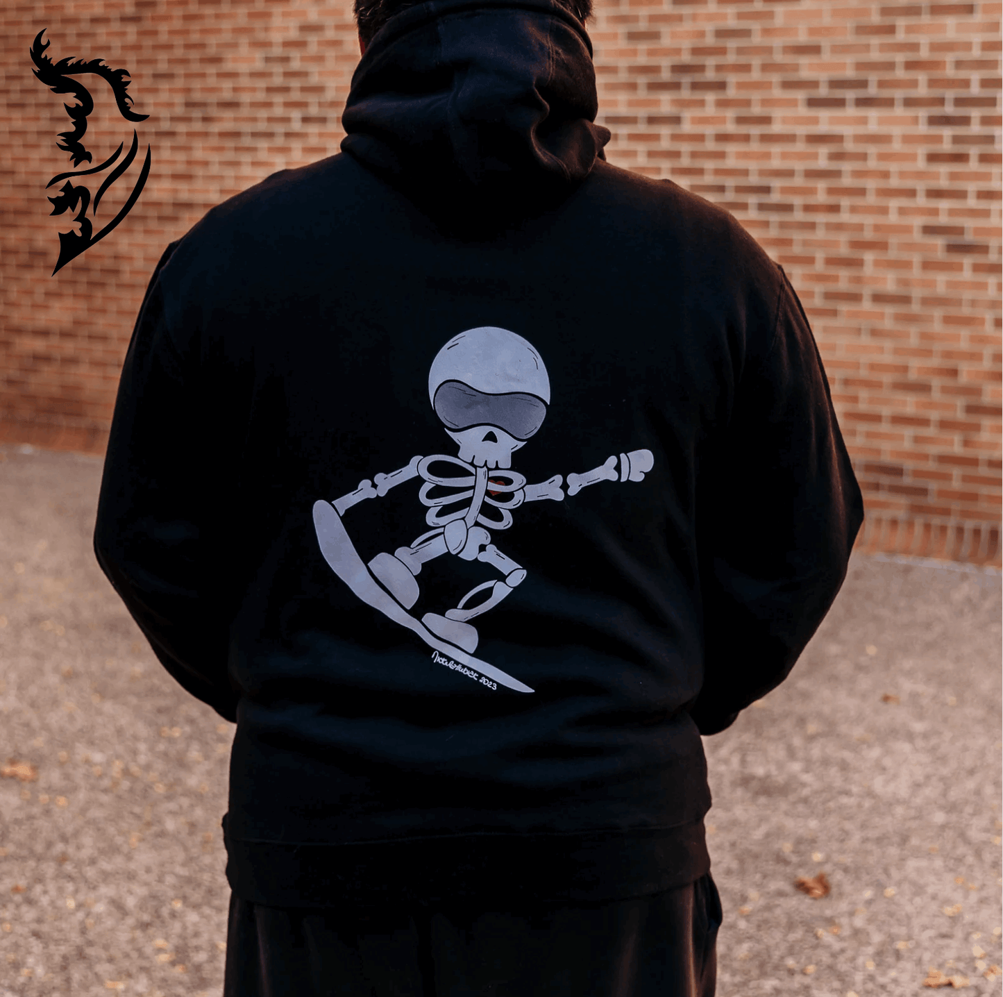 "Skelly" The Skeleton Snowboarder Hand - drawn Hoodie