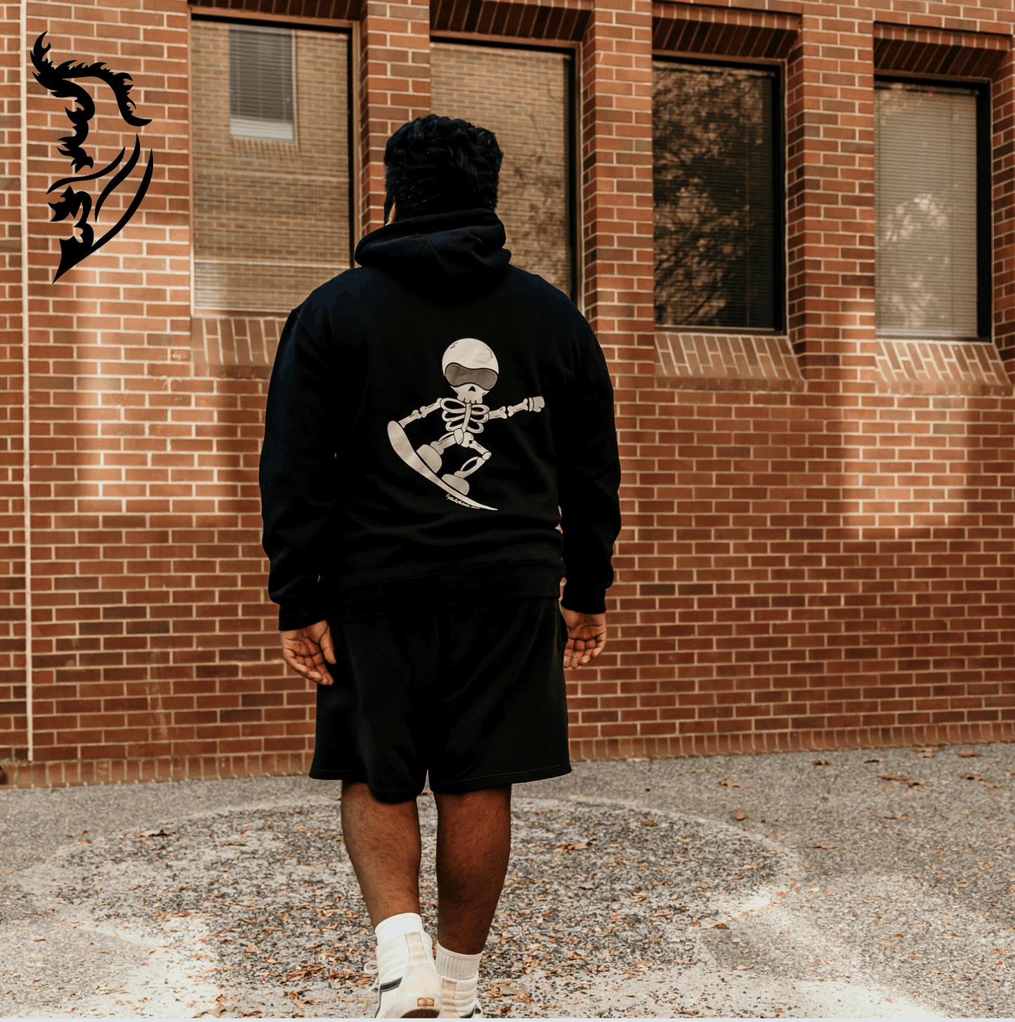 "Skelly" The Skeleton Snowboarder Hand - drawn Hoodie
