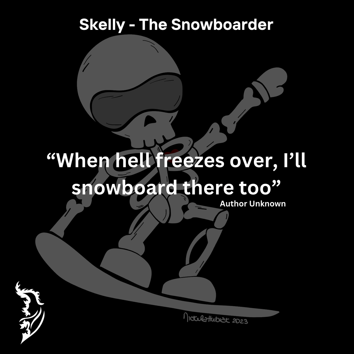 "Skelly" The Skeleton Snowboarder Hand - drawn Hoodie