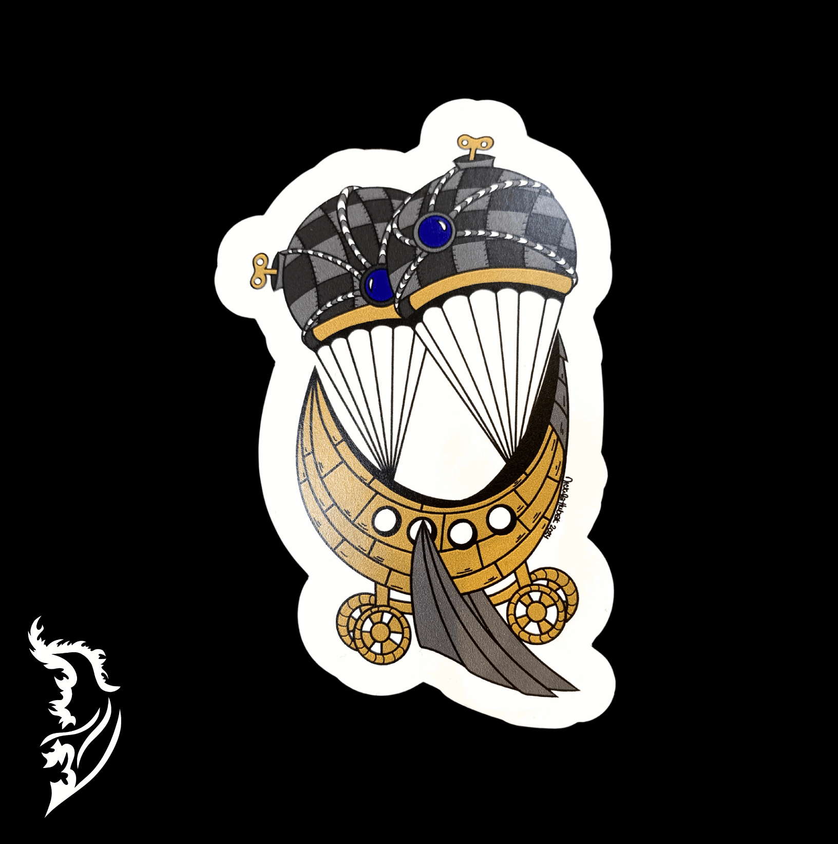 Steampunk Boat Hand - drawn Vinyl Sticker