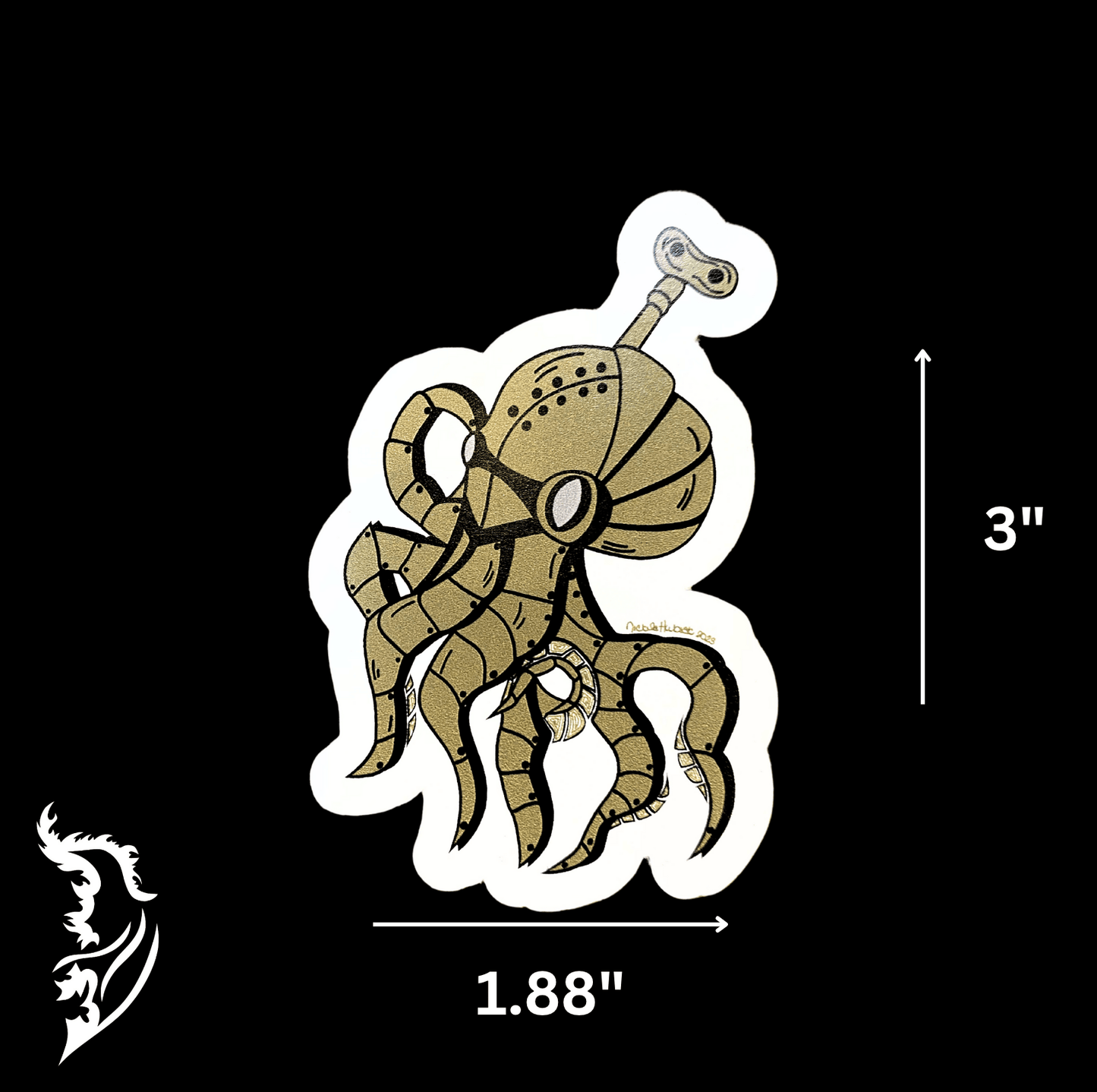 Steampunk Octopus Vinyl Hand - drawn Sticker