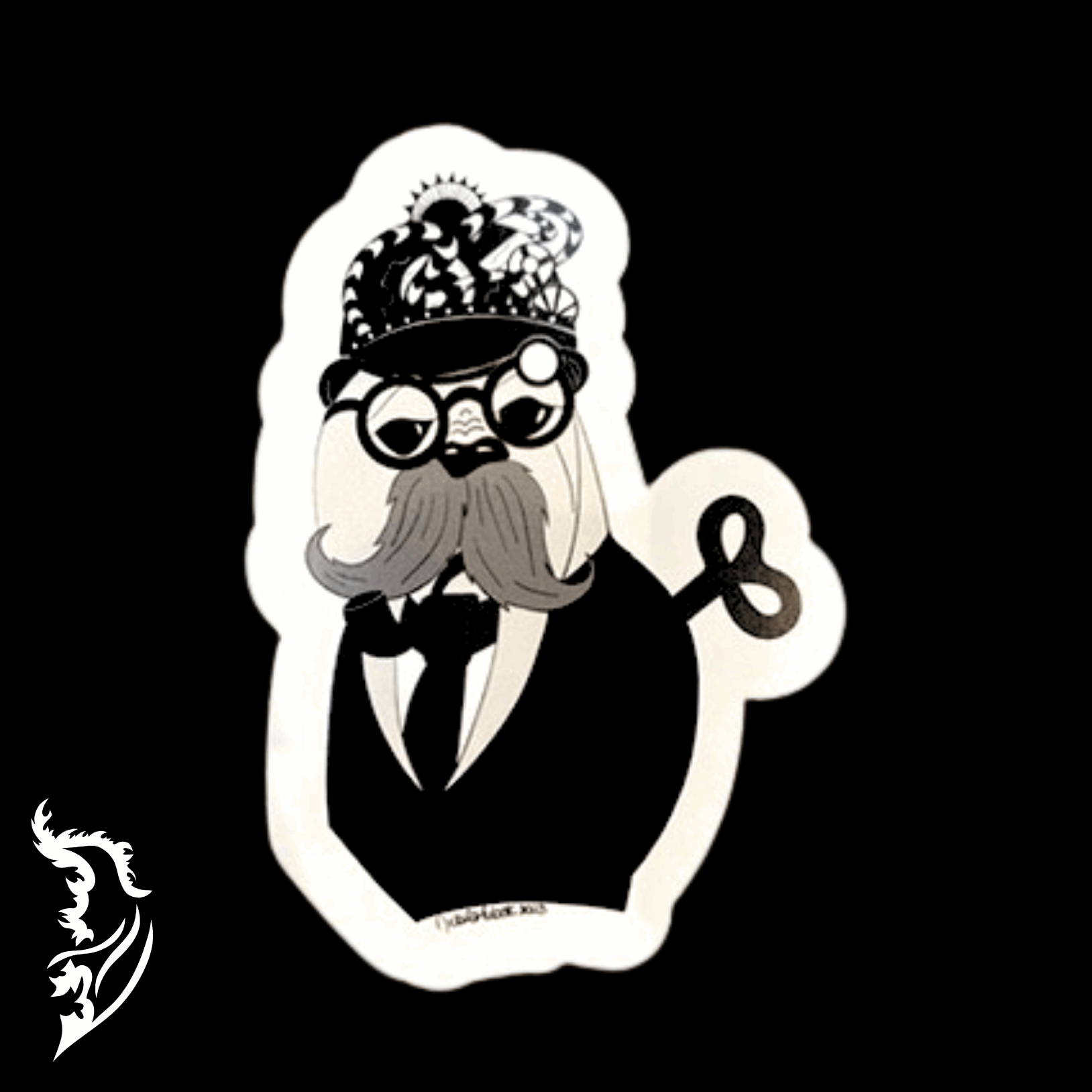 Steampunk Walrus Hand - drawn Vinyl Sticker