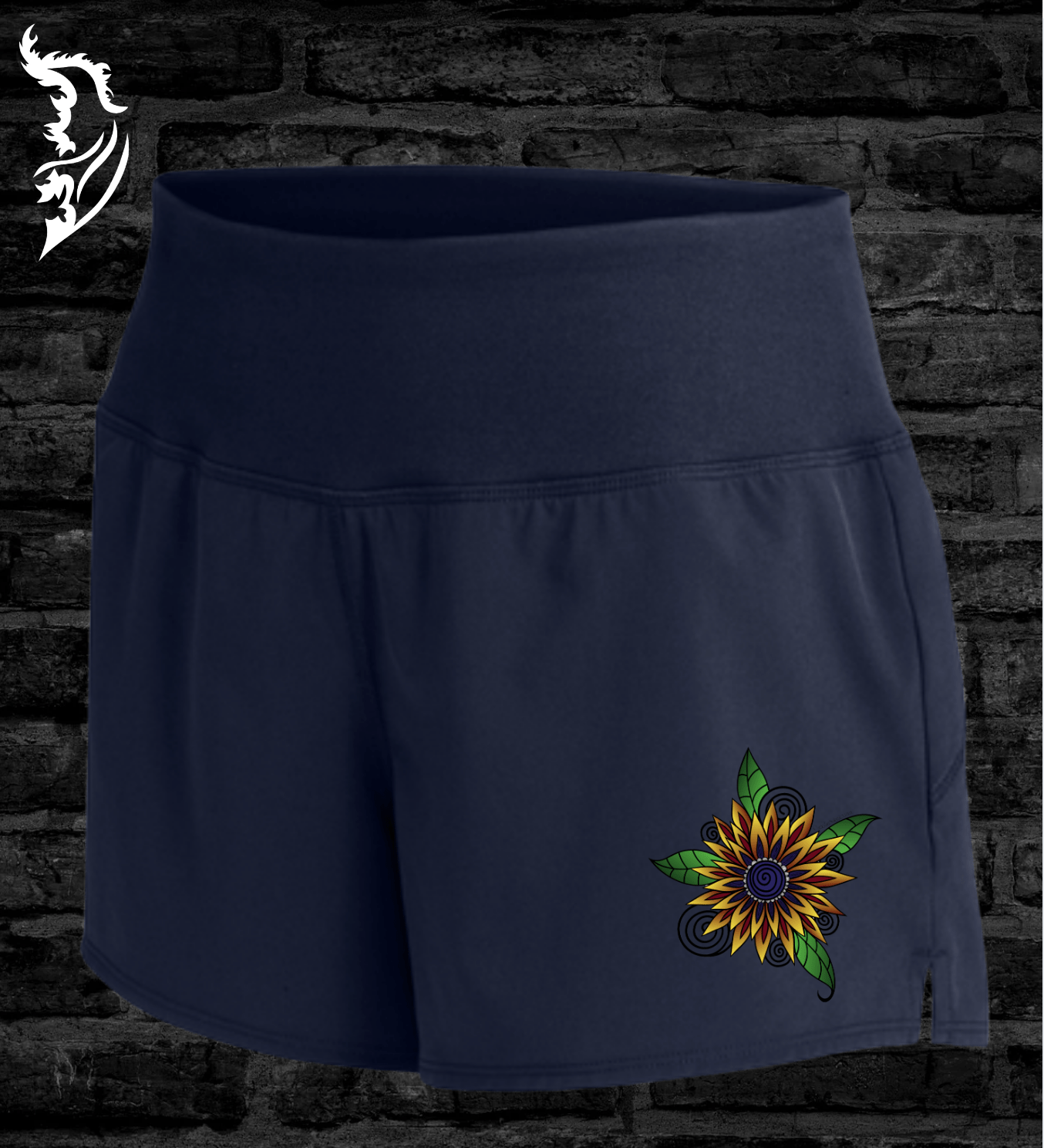 Sunflower Hand - drawn Ladies Athletic Shorts