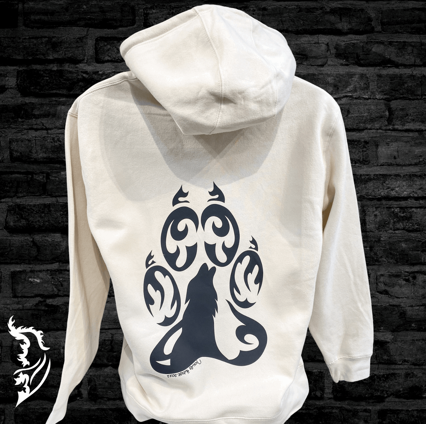 Wolf Hand - drawn Fleece Lined Hoodie
