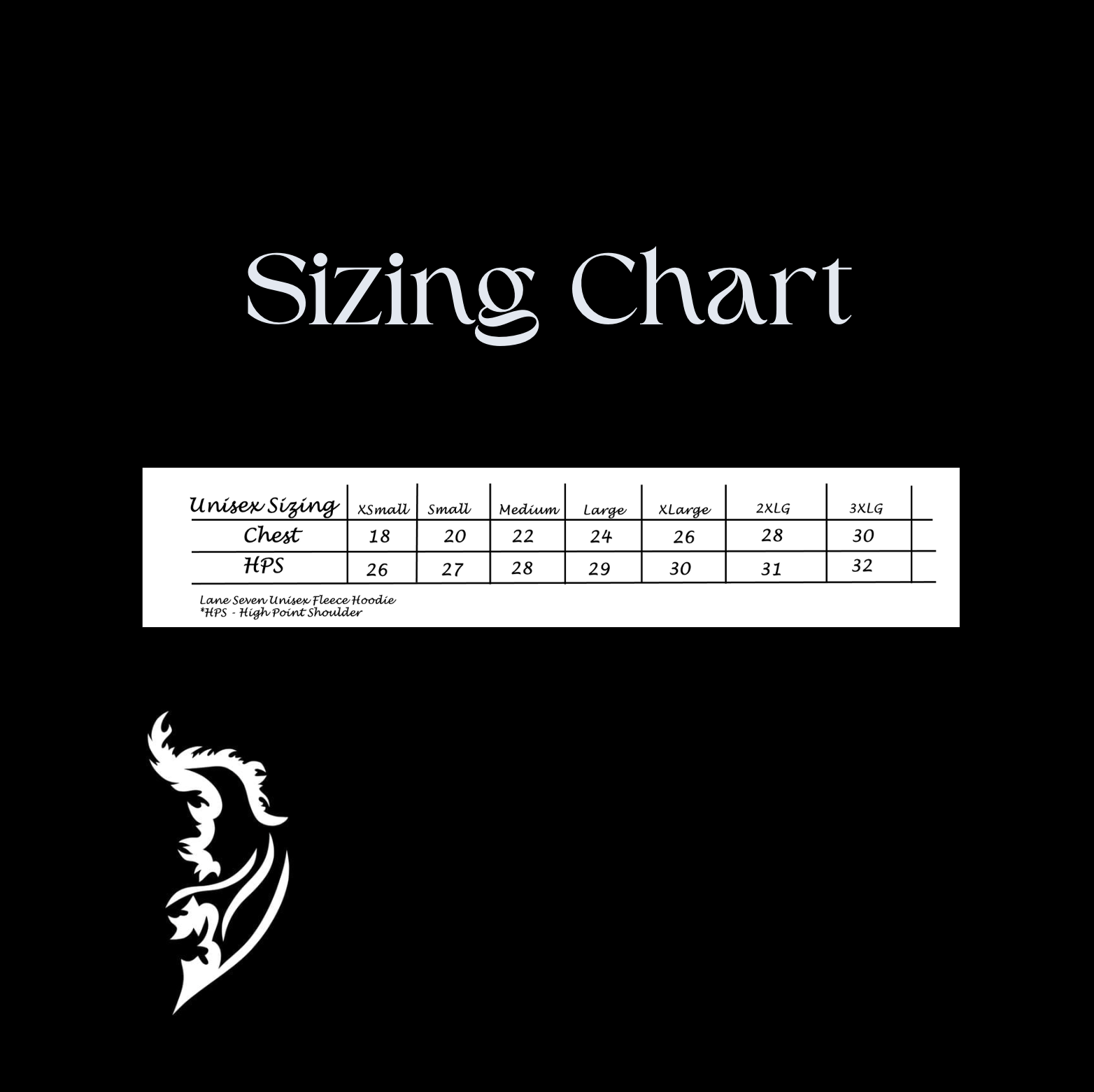 US Sizing Chart - Lane Seven 14001 and 14003
