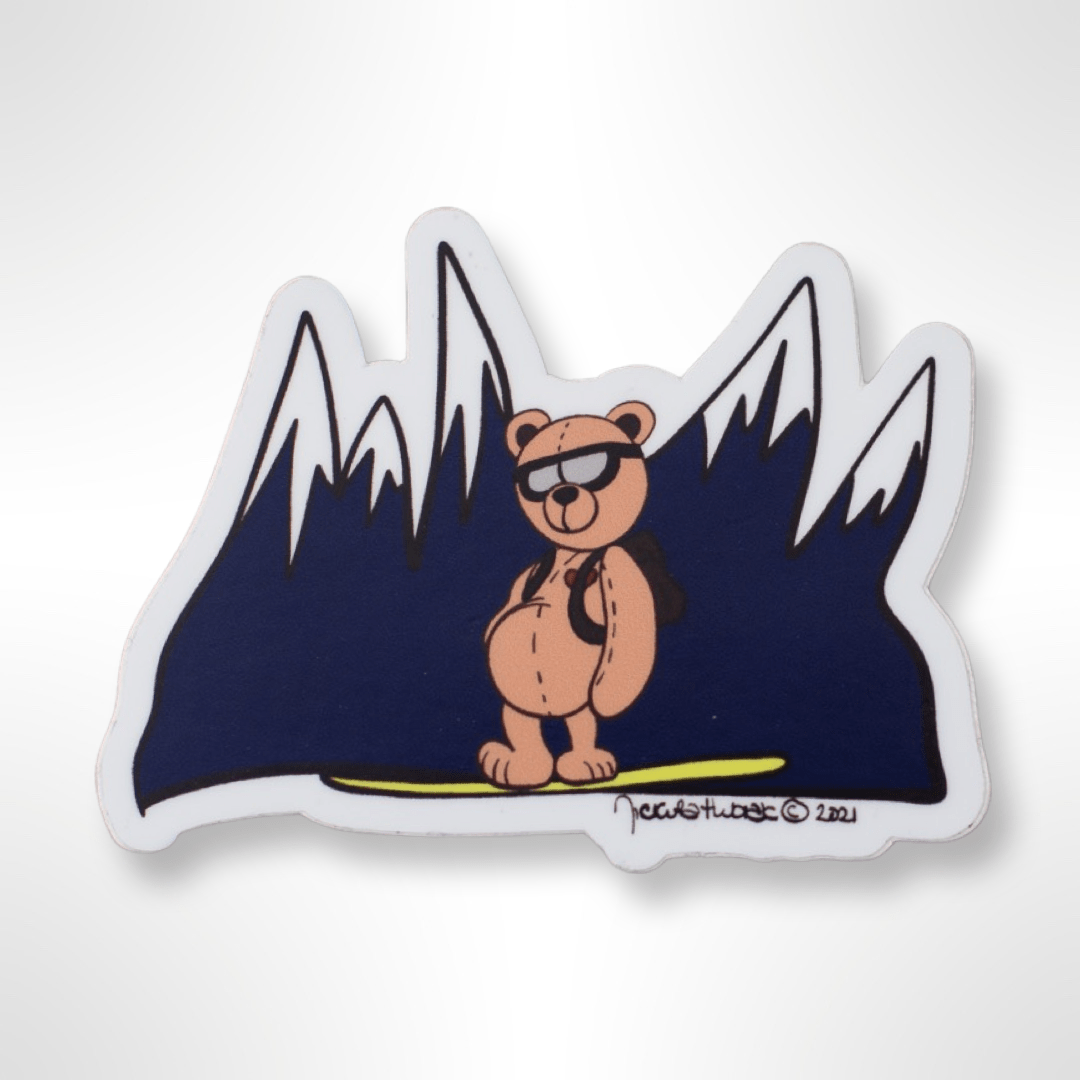 Snowboarding Bear Hand - drawn Vinyl Sticker