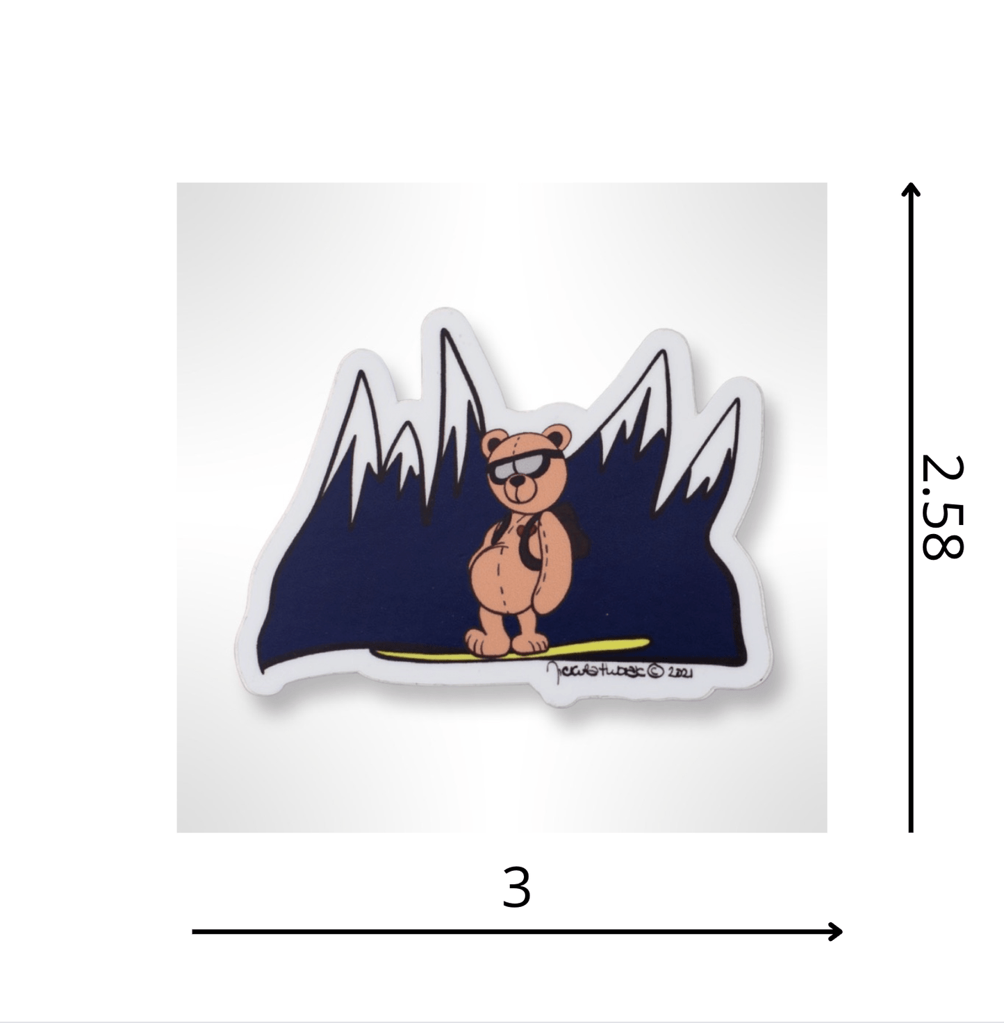 Snowboarding Bear Hand - drawn Vinyl Sticker