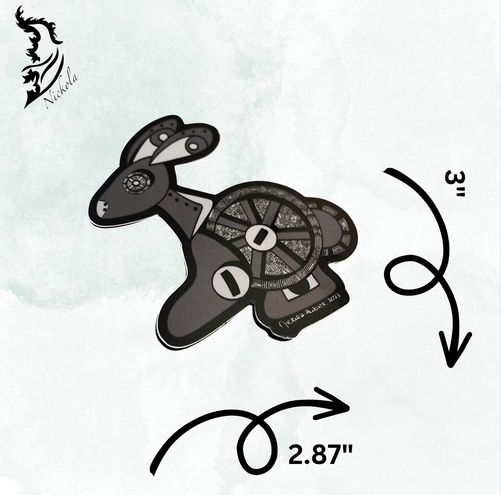 Steampunk Bunny Hand - drawn Vinyl Sticker