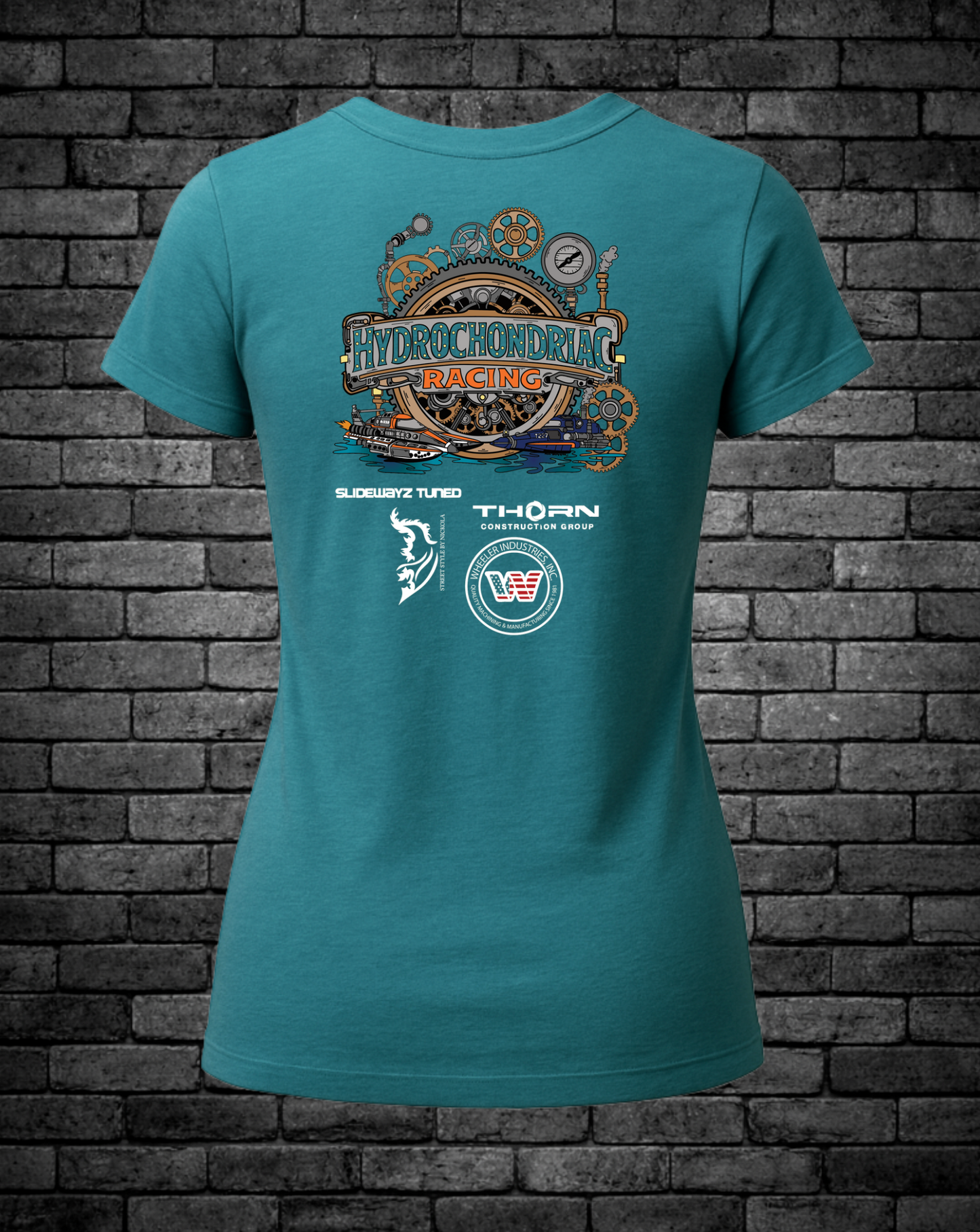 2026 Steampunk Hydrochondriac Racing Logo on back center of t-shirt