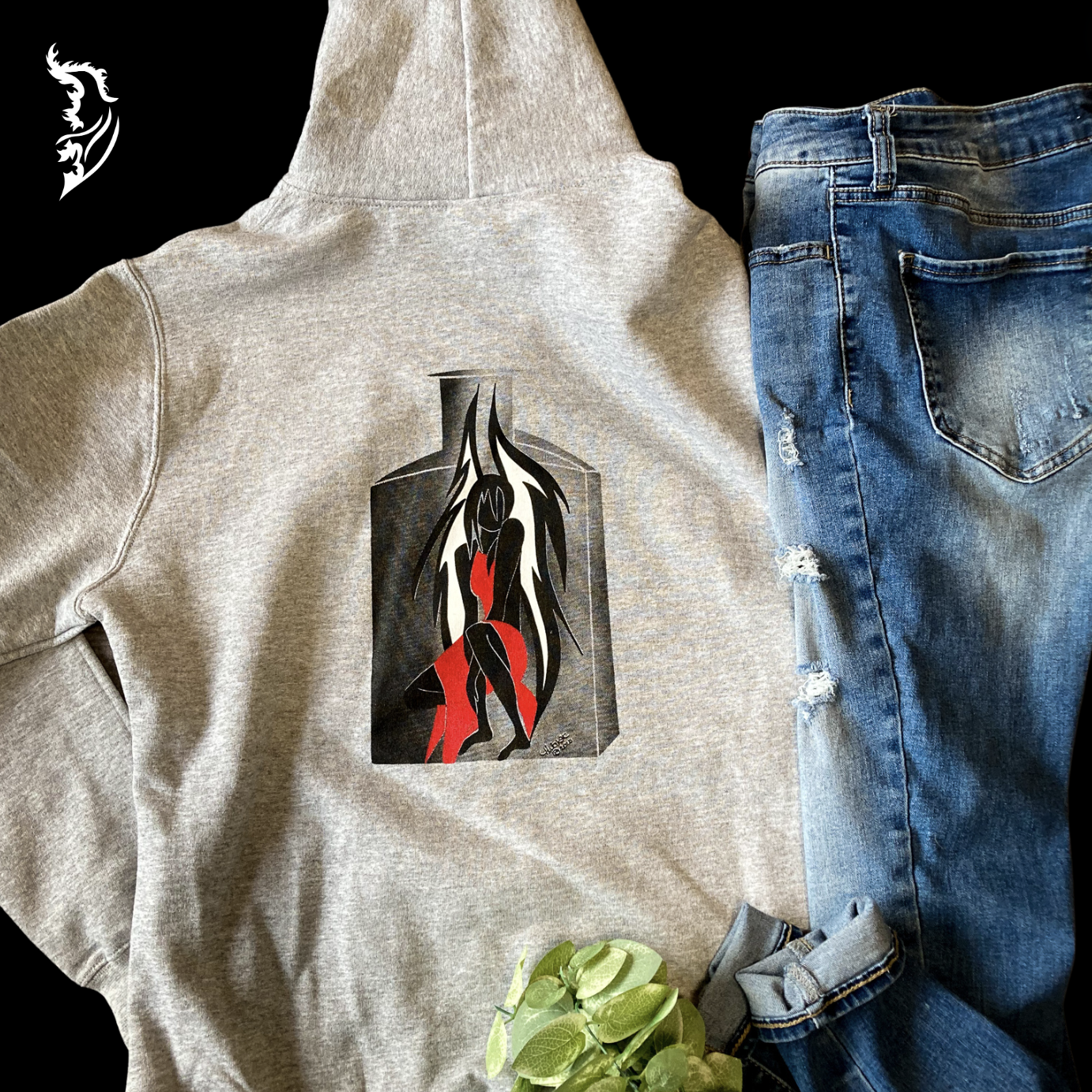 Angel In A Bottle Hand-drawn Hoodie - Angel Series | Ladies