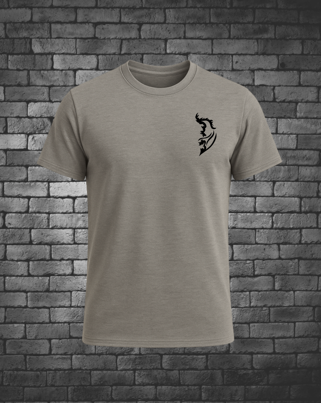 Black Angel Wing Logo on front left chest