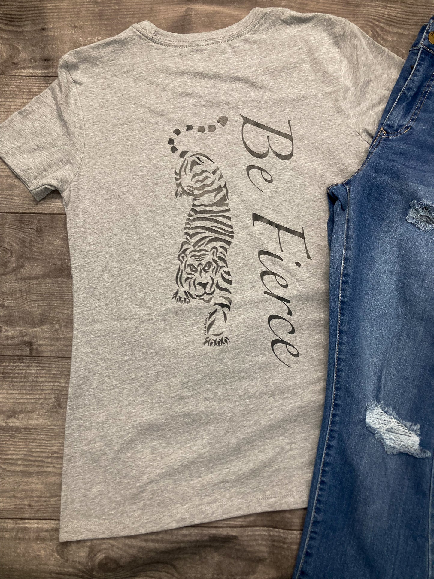 Be Fierce Tiger Hand-drawn T-Shirt | Ladies