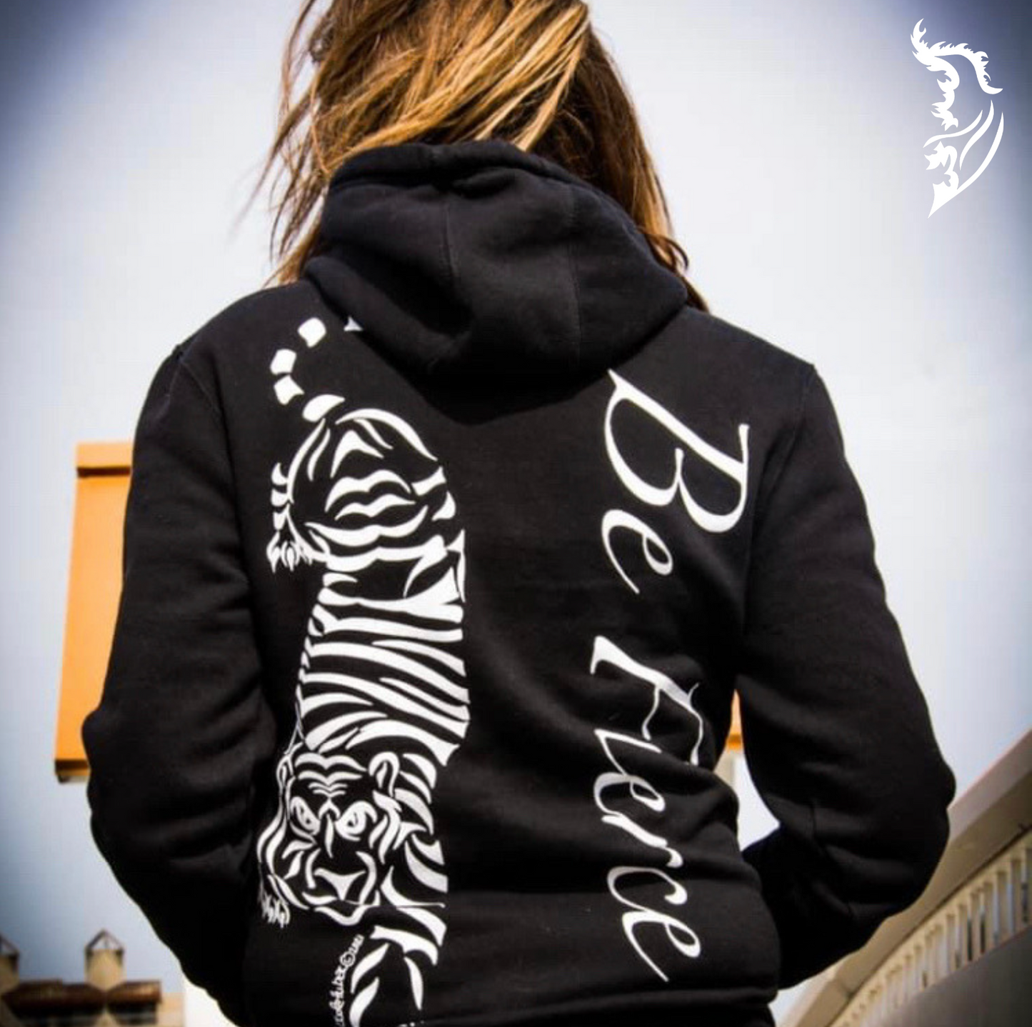 Be Fierce Tiger Hand-drawn Fleece-Lined Hoodie