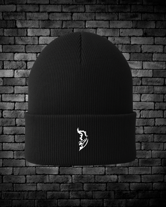 Black Beanie with White Angel Wing logo on front