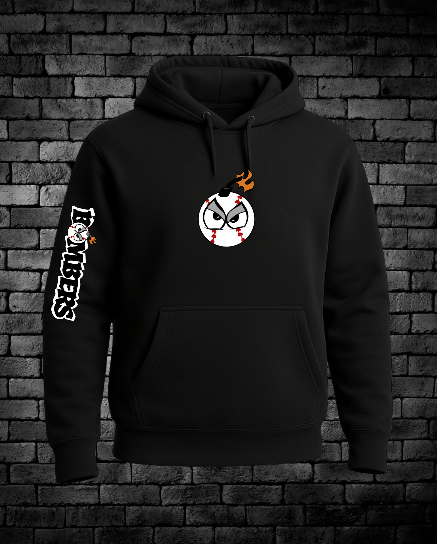 Bomb Graphic Front Center - Bomber down right sleeve