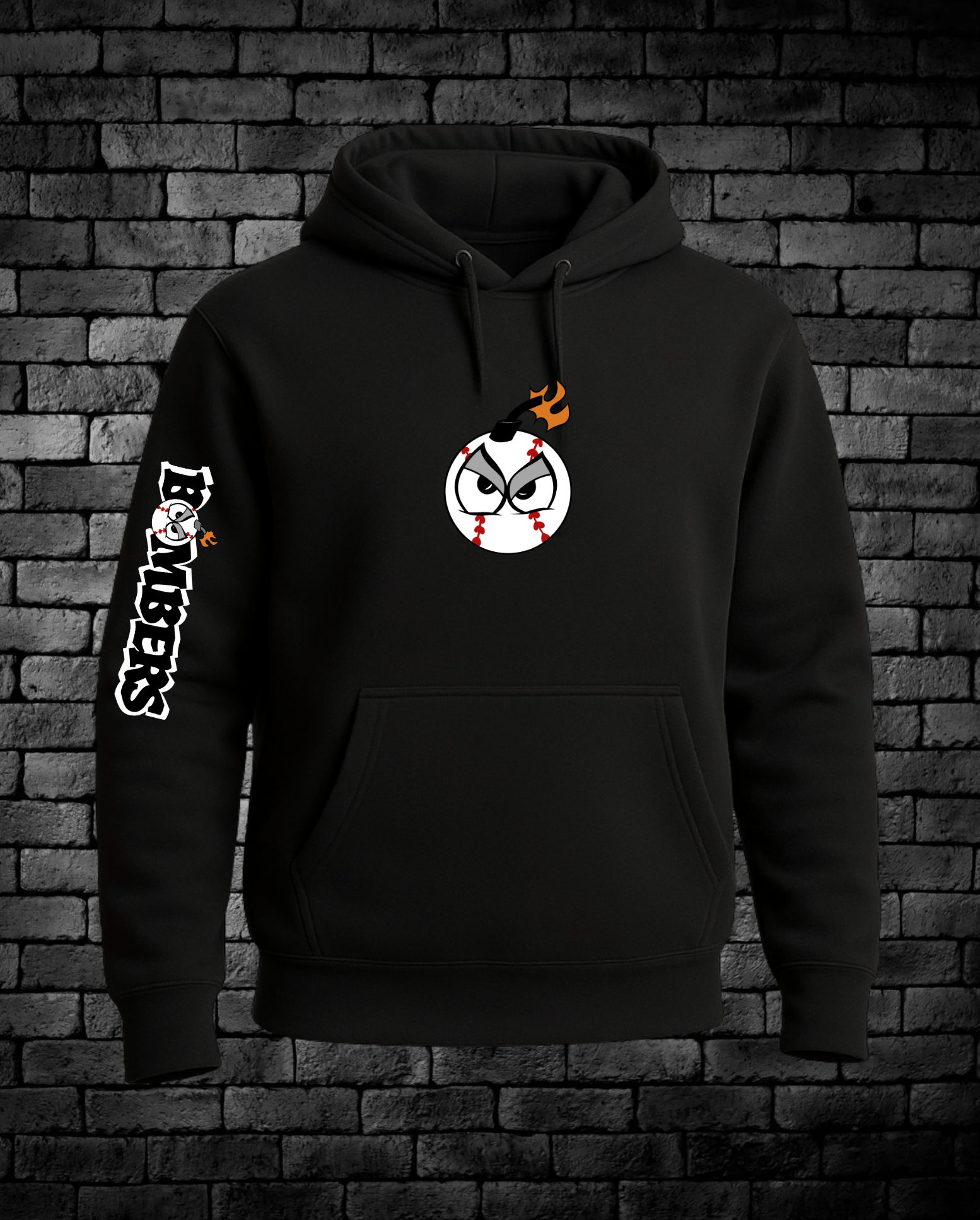 Bomb Graphic Front Center - Bomber down right sleeve