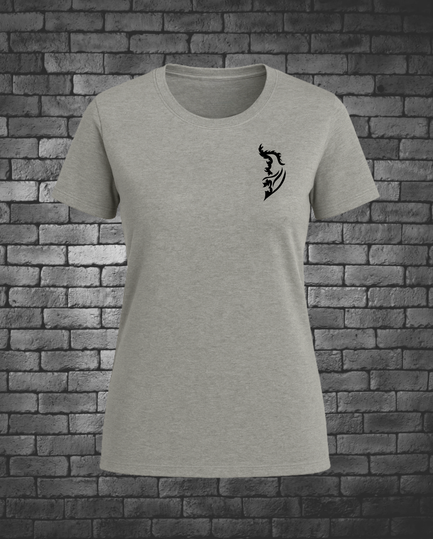 Black Angel Wing Logo on front left chest