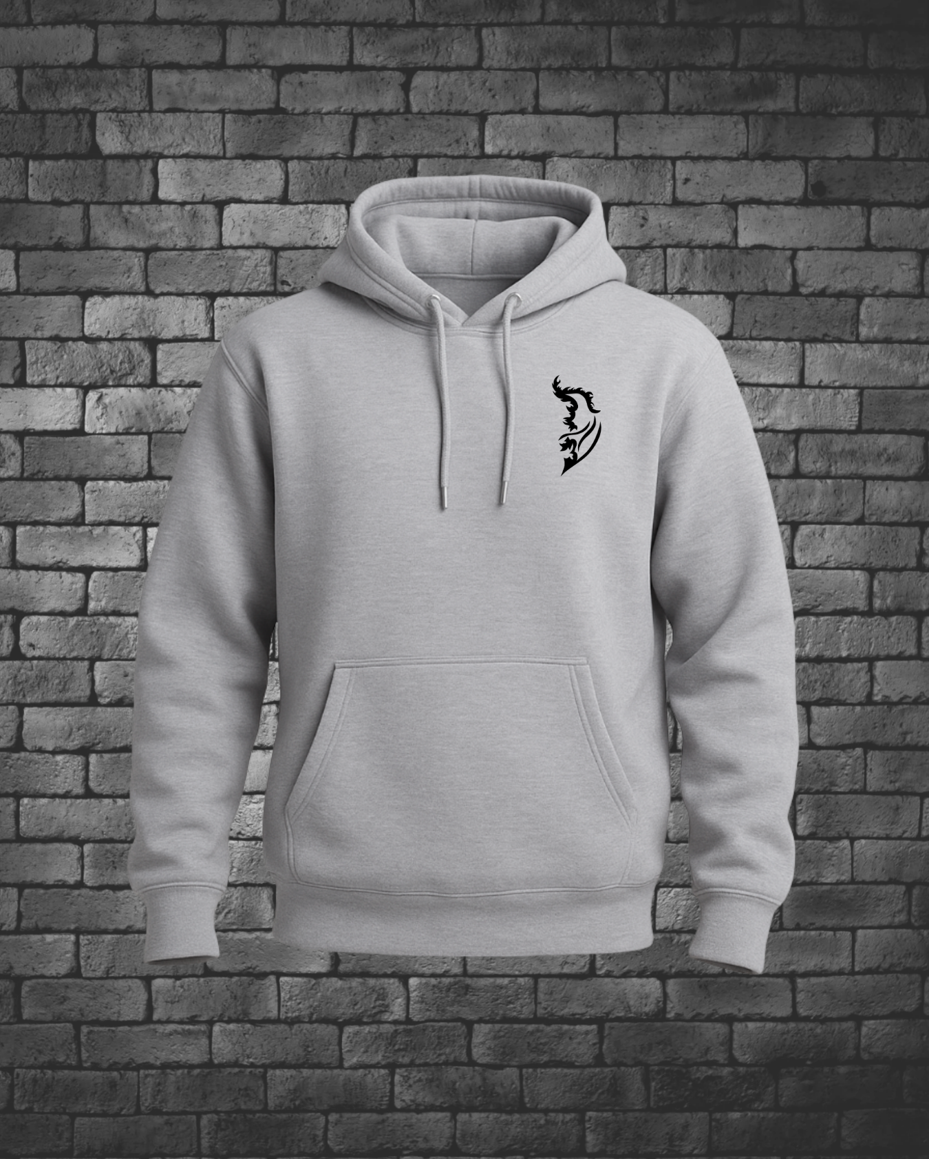 Black Angel Wing Logo on front left chest