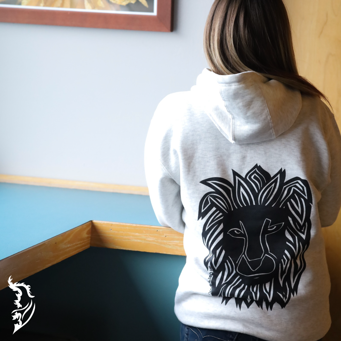 Courage Lion Hand-drawn Fleece-Lined Zip-Up Hoodie