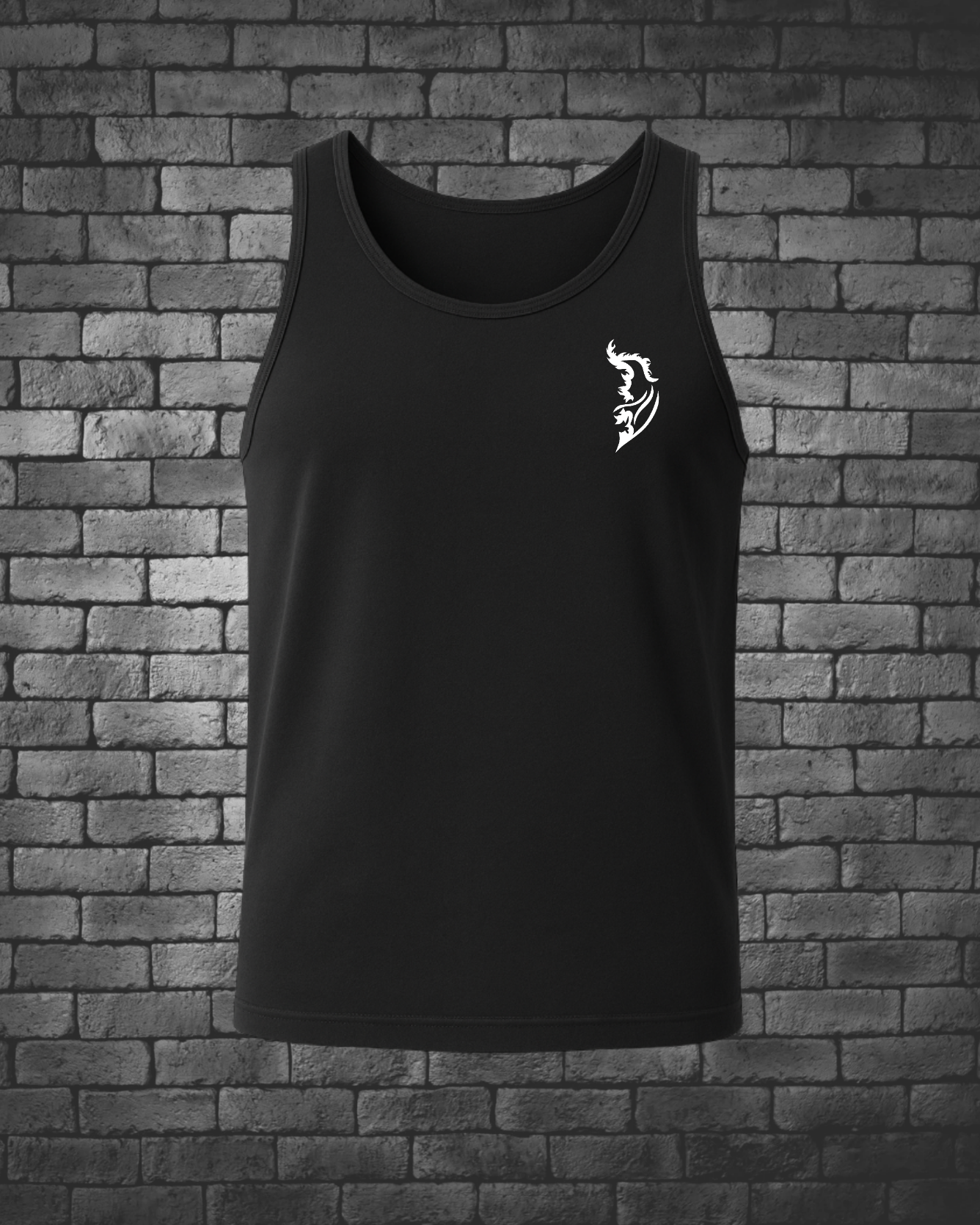 White Angel Wing Logo on front left chest