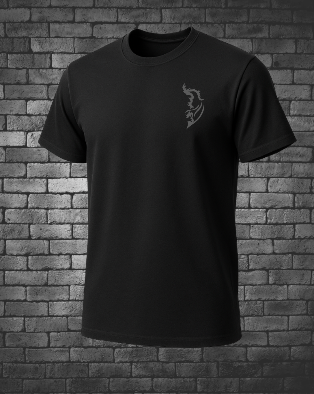 Grey Angel Wing logo on left front chest