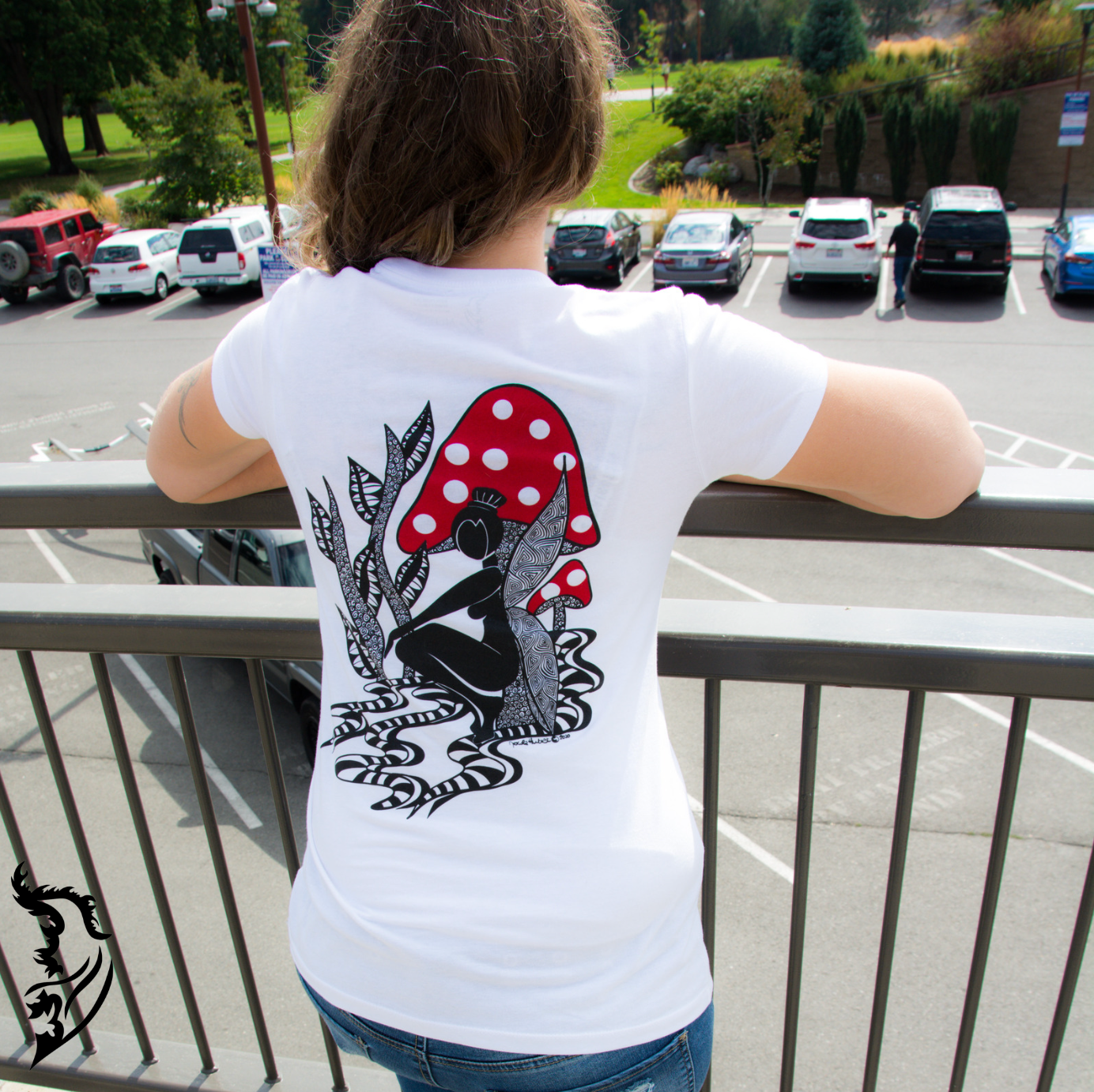 Fairy Mushroom Hand-drawn T-Shirt | Ladies